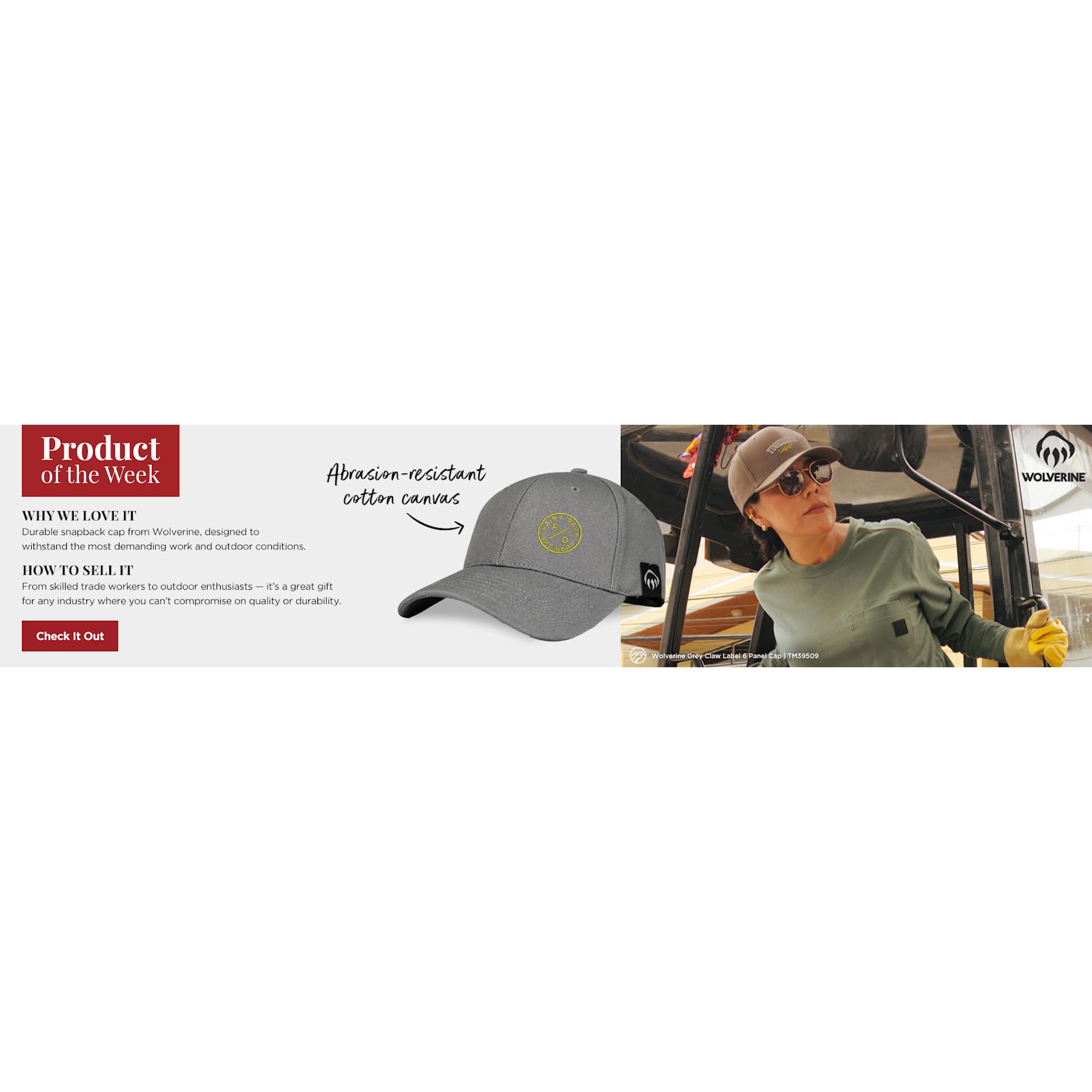 Wolverine Grey Claw Label 6 Panel Cap 105