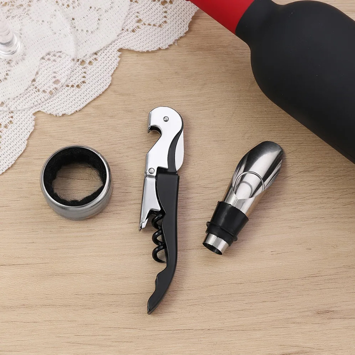 Champagne Bottle 5-Piece Wine Tool Set with Gift Case 11