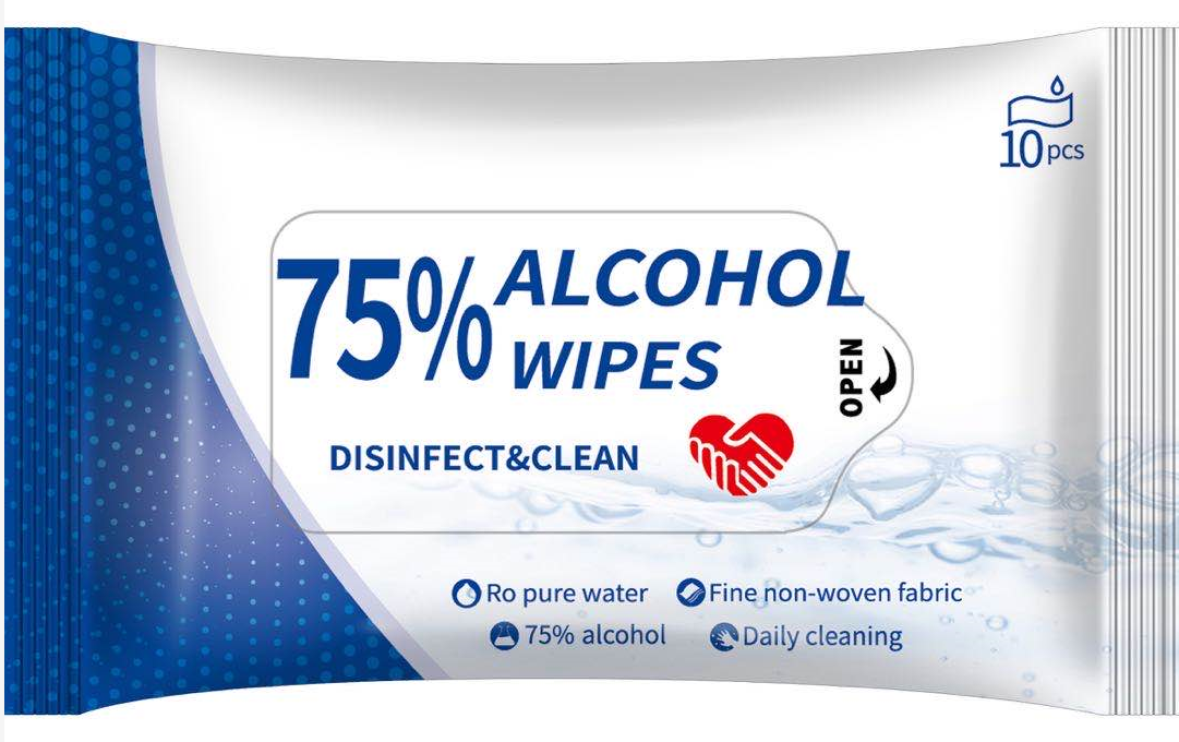 75% Alcohol Wipes Pack - 10 Count - Blank 2