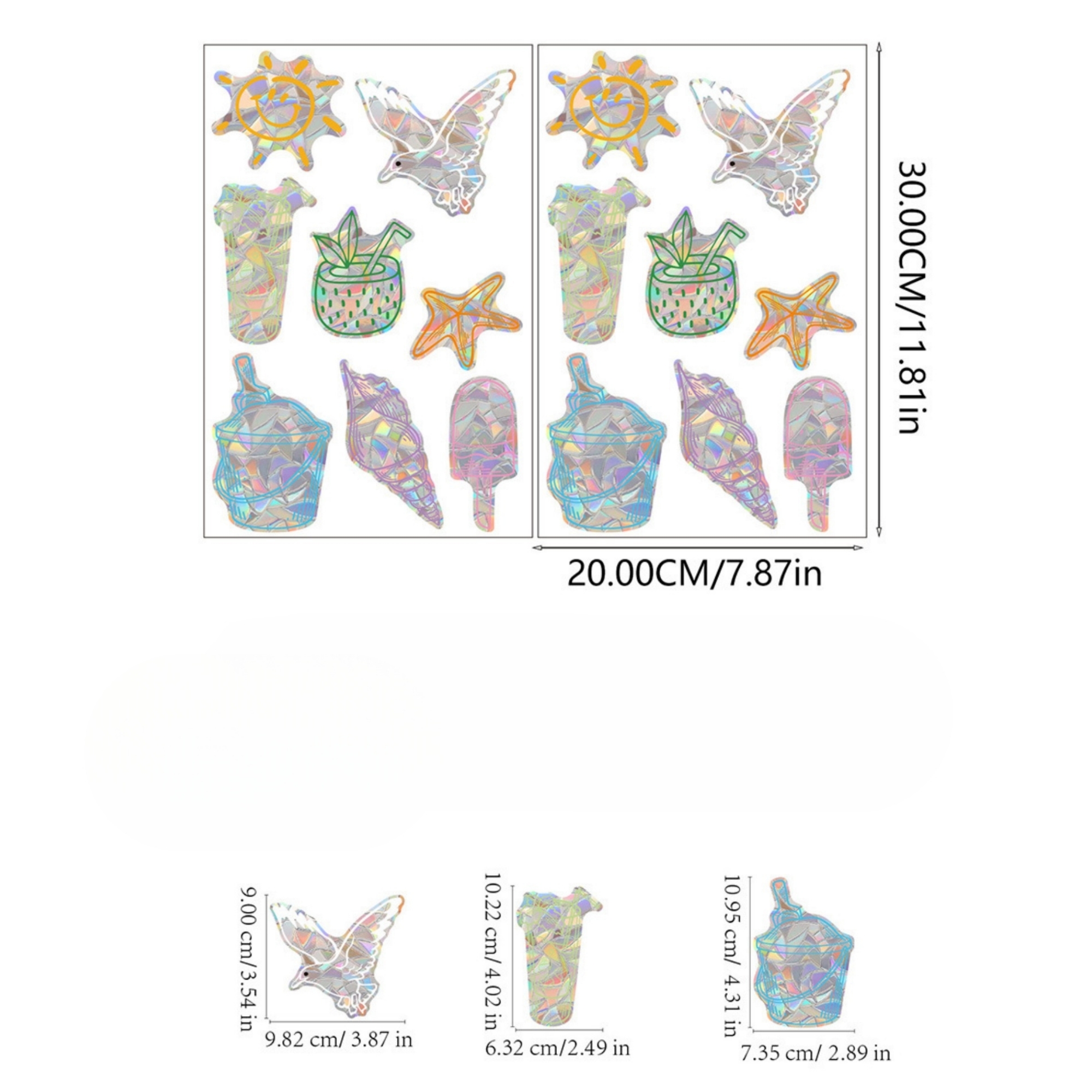 Rainbow Static Stained Glass Decorative Stickers 1