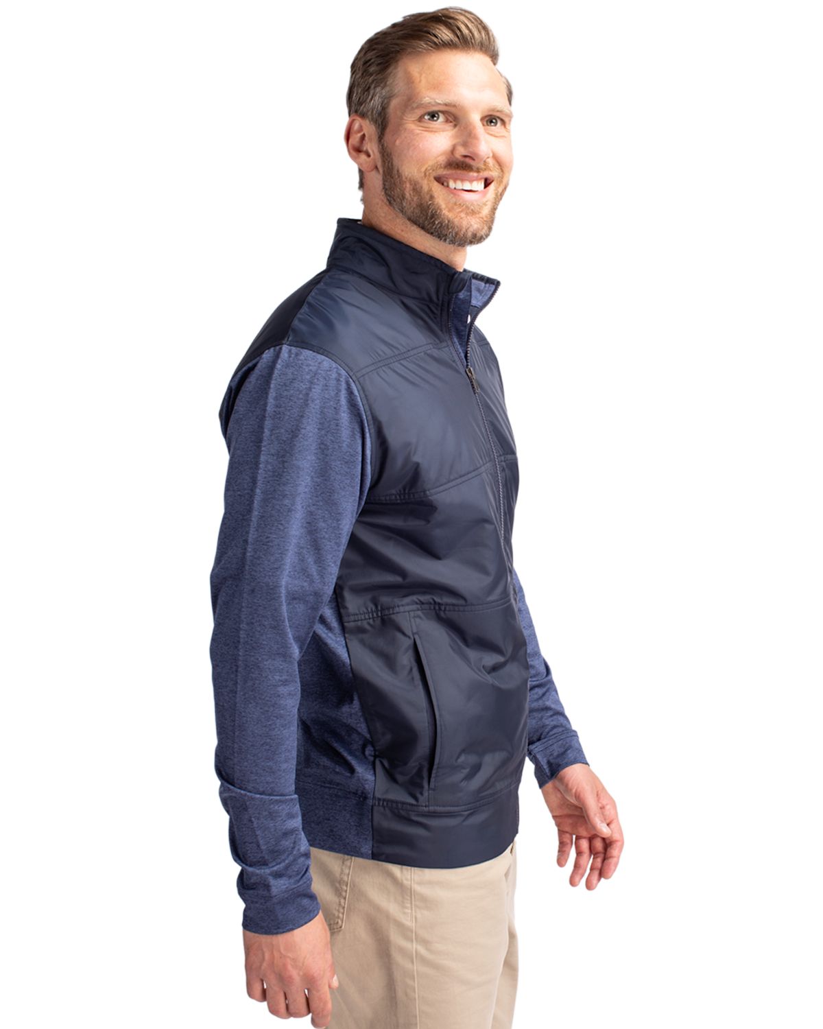 Cutter & Buck Stealth Recycled Hybrid Quilted Mens Windbreaker Jacket 14