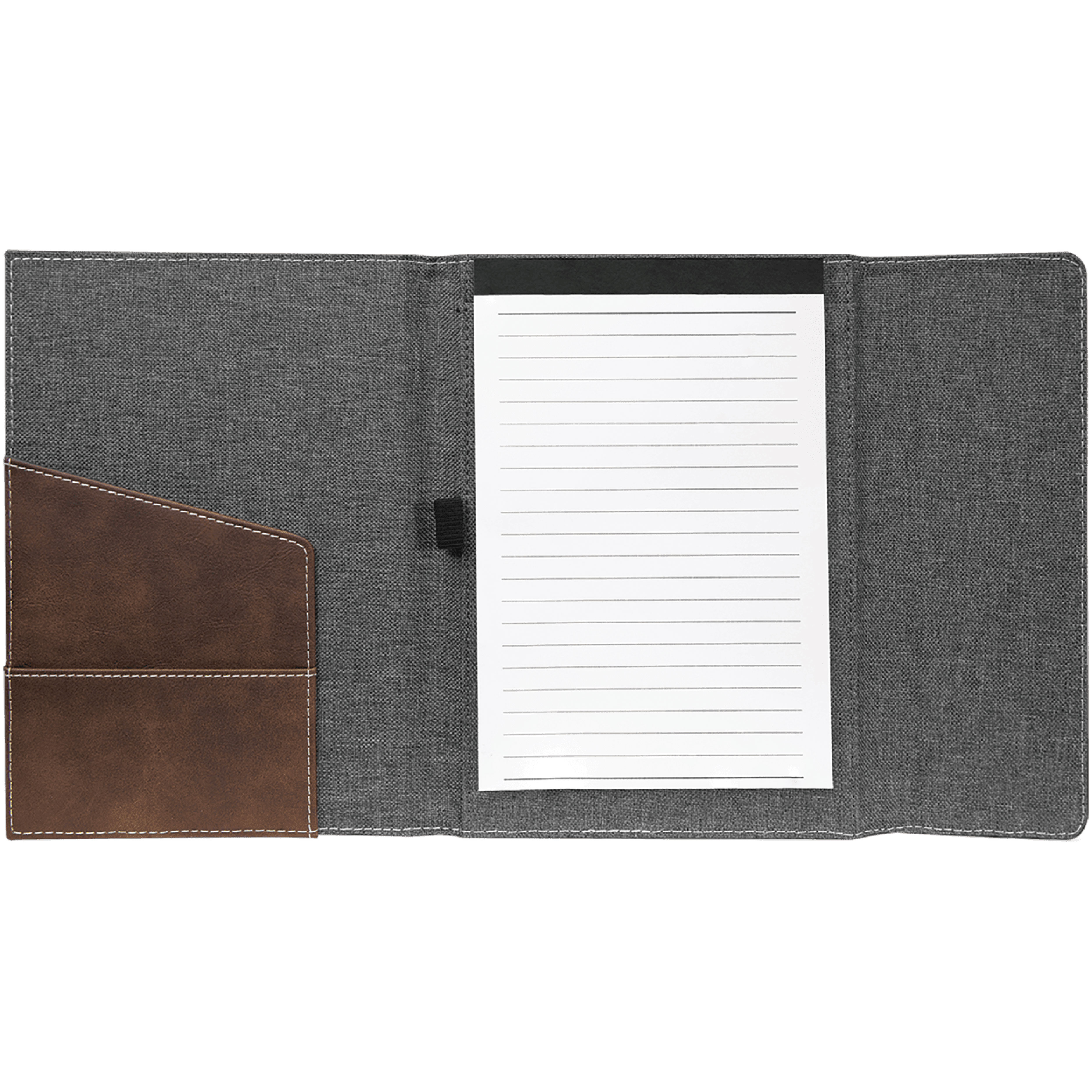 7" x 9" Rustic & Silver Leatherette & Gray Canvas Portfolio 8