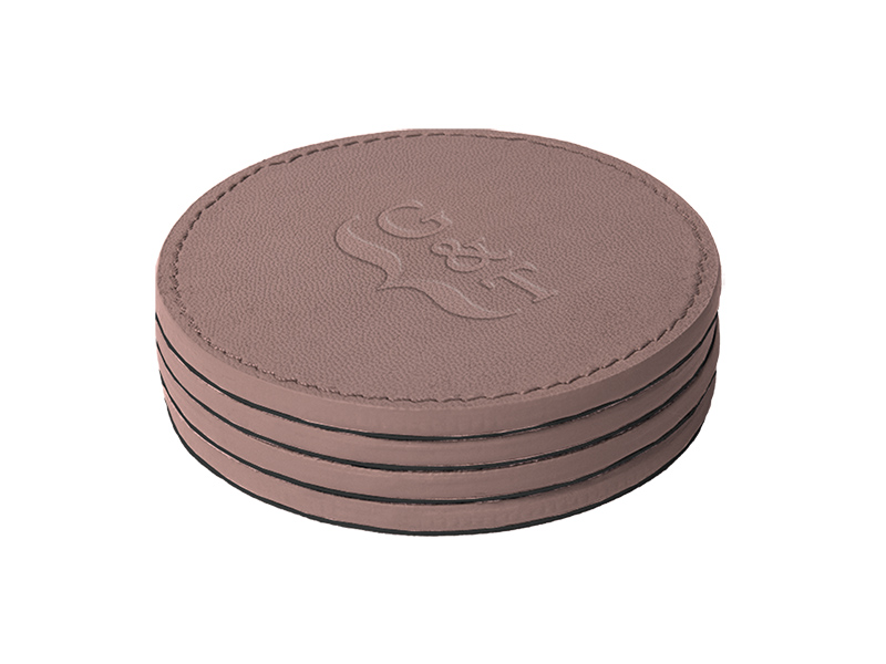 Real Leather Coaster Set w/ Holder