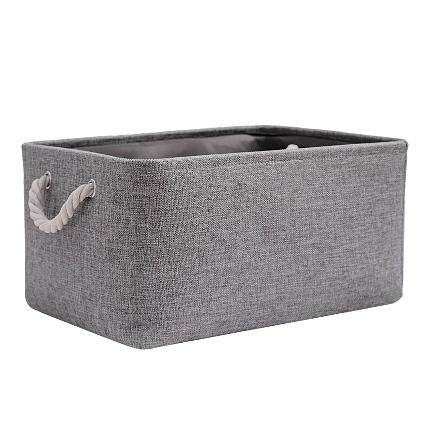 Durable Fabric Rectangular Storage Box with Rope Handles 9
