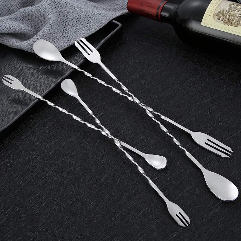 Bar Mixing Spoon 10" Stainless Steel for Bubble Tea Drinks 5