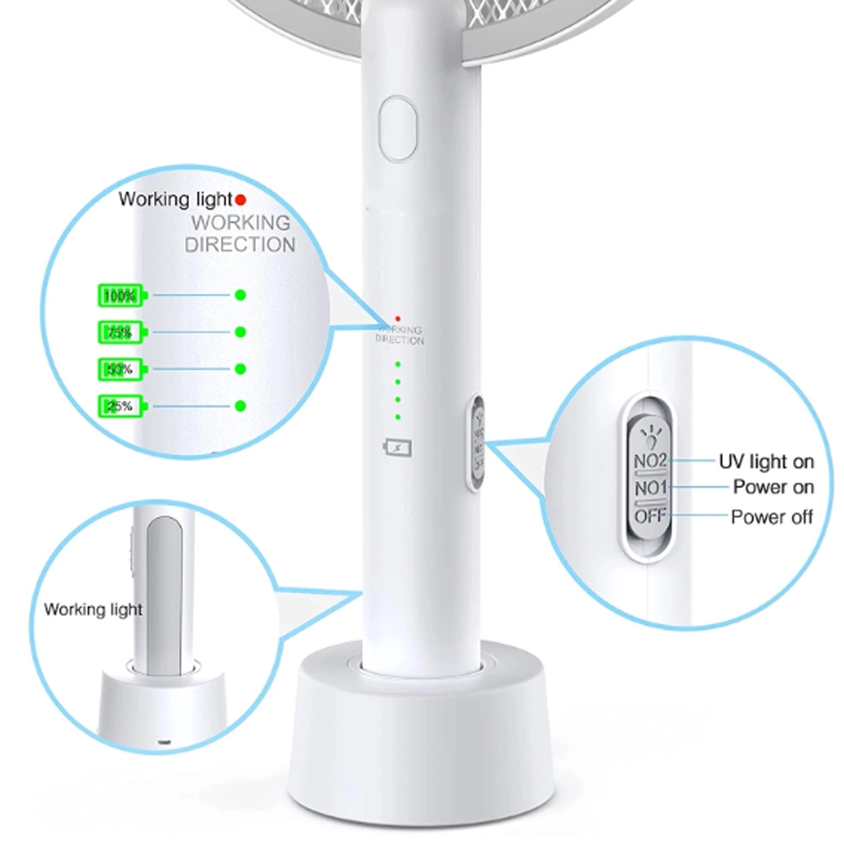 2 In 1 Smart Electric Fly Swatter Racket With Rechargeable 4