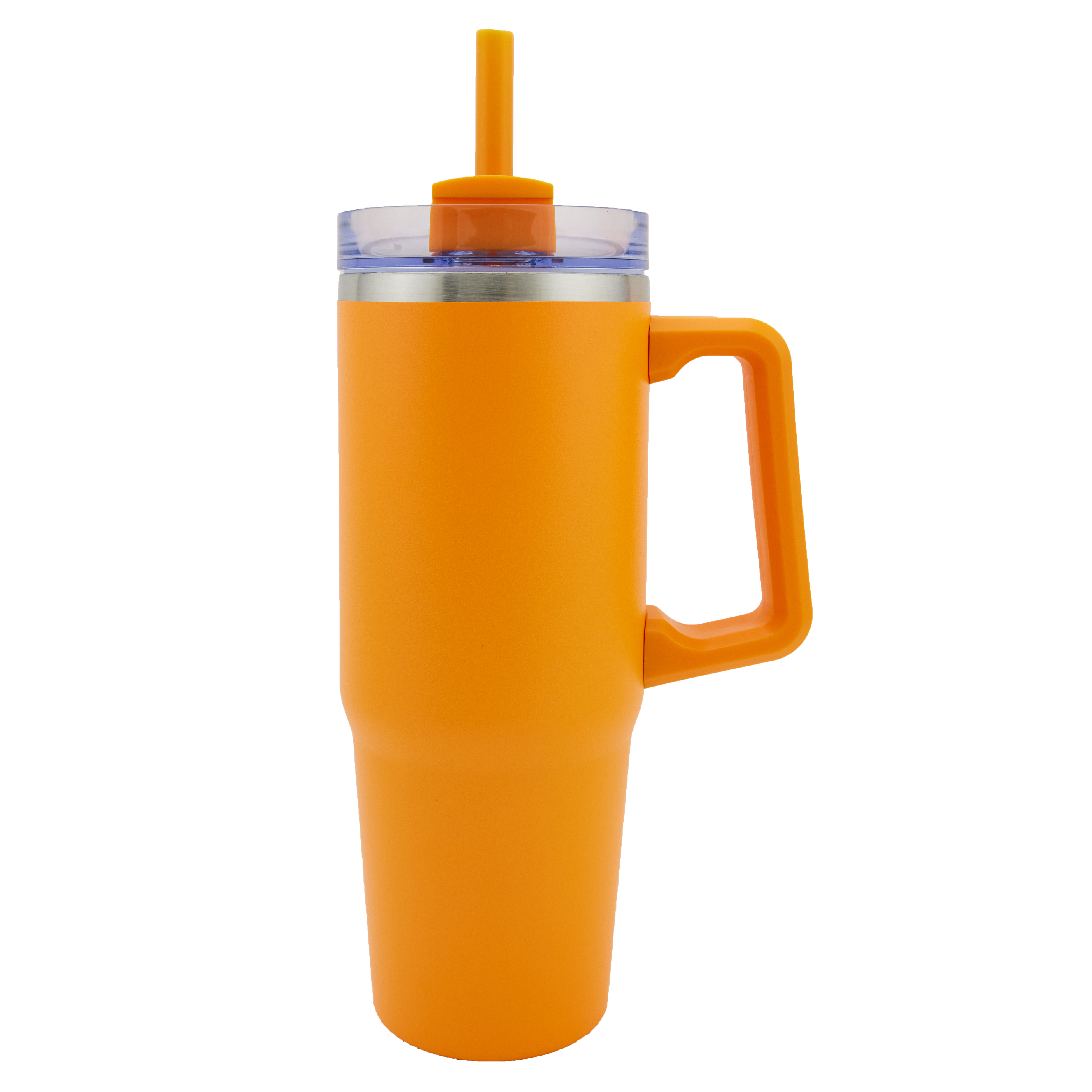 Newport 30 Oz. Double wall Stainless Steel Vacuum Insulated Tumbler w/Handle and Straw (Orange) 5