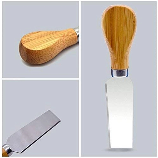 4 Pieces Set Cheese Knives with Bamboo Wood Handle 8