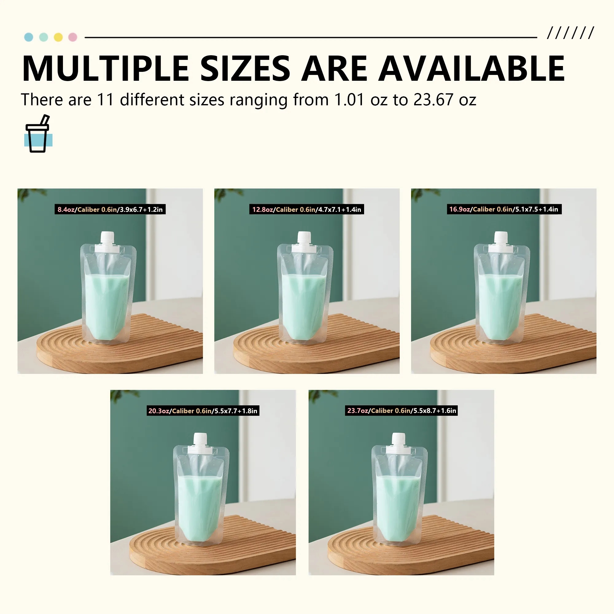 10oz Clear Stand Up Liquid Drinking Spout Bag 1