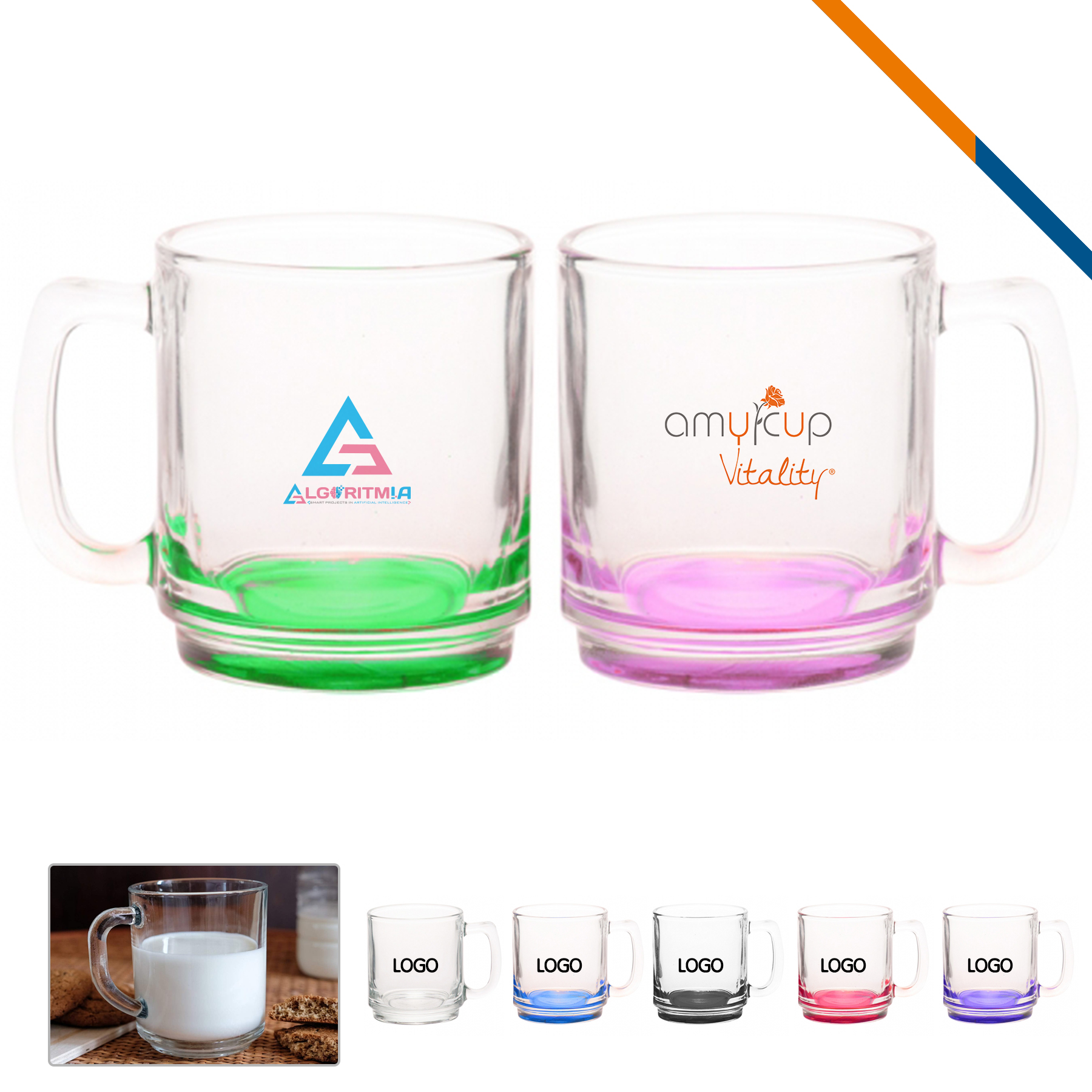 Cata Glass Coffee Mugs - 9 OZ. 3