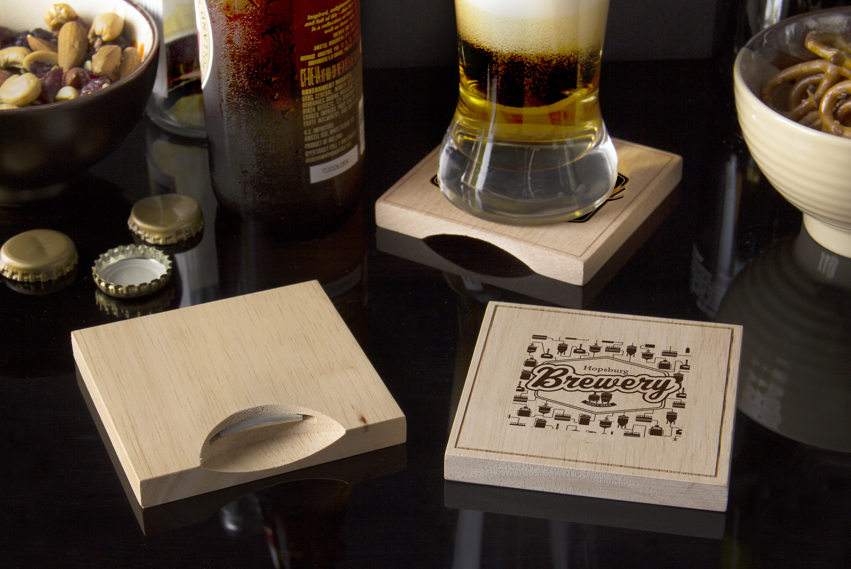 Wood Bottle Opener Coaster 2