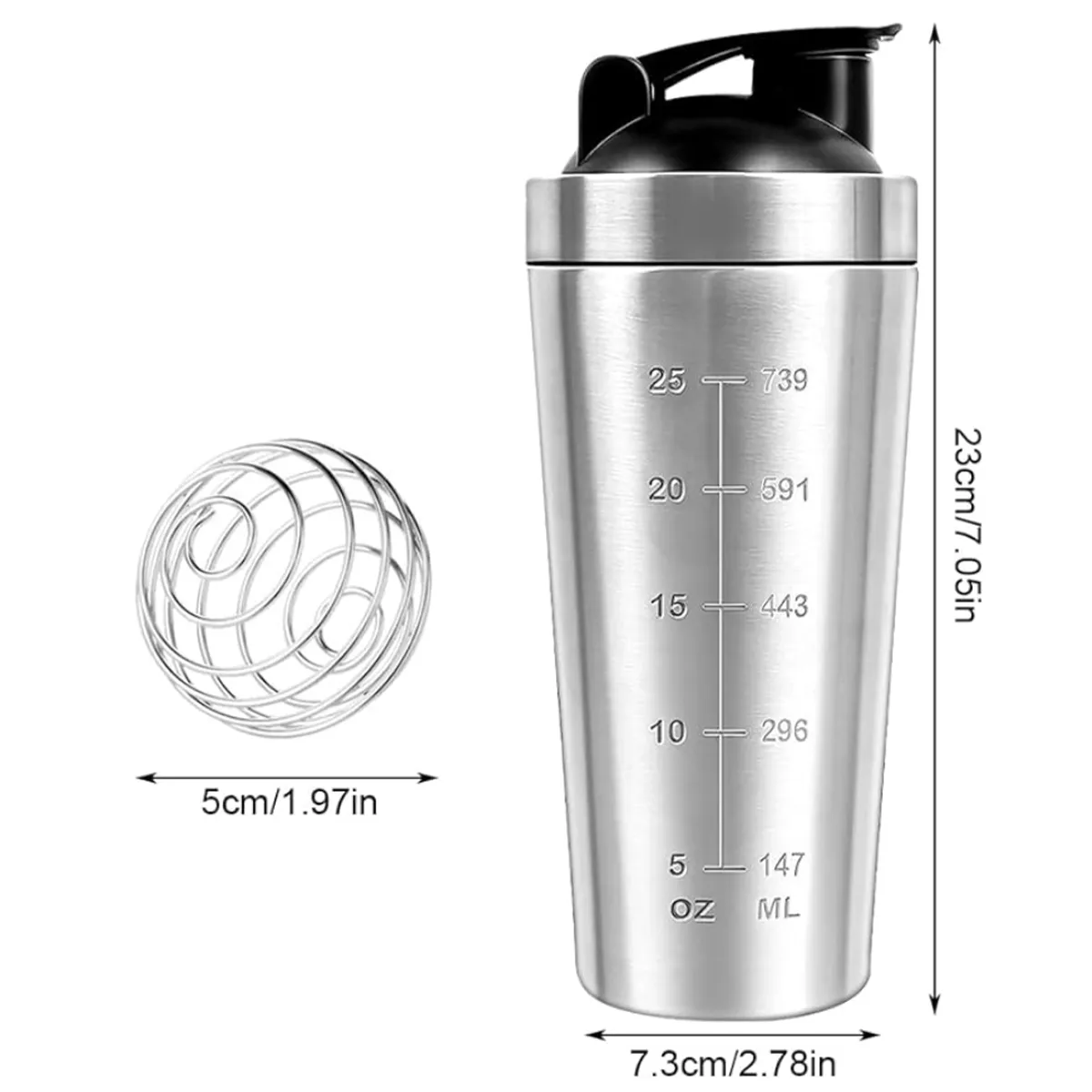 25oz Protein Shaker Bottle with Wire Whisk BPA Free, custom water bottle with logo imprint 6