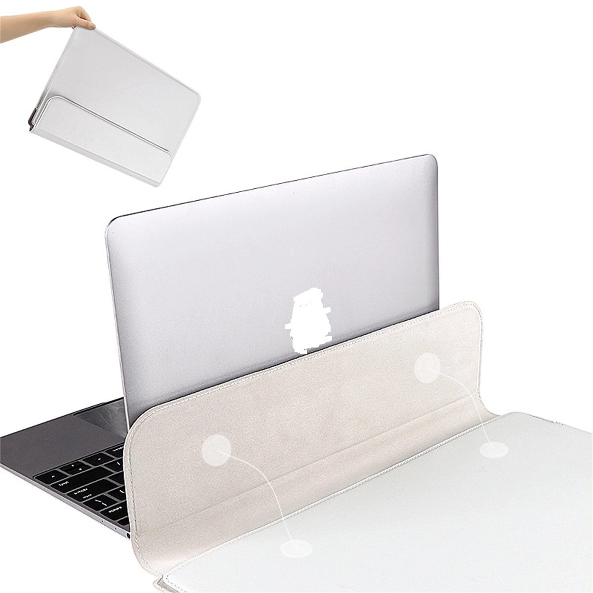 Pu Leather Laptop Sleeve Protective Case Bag With Stand 5