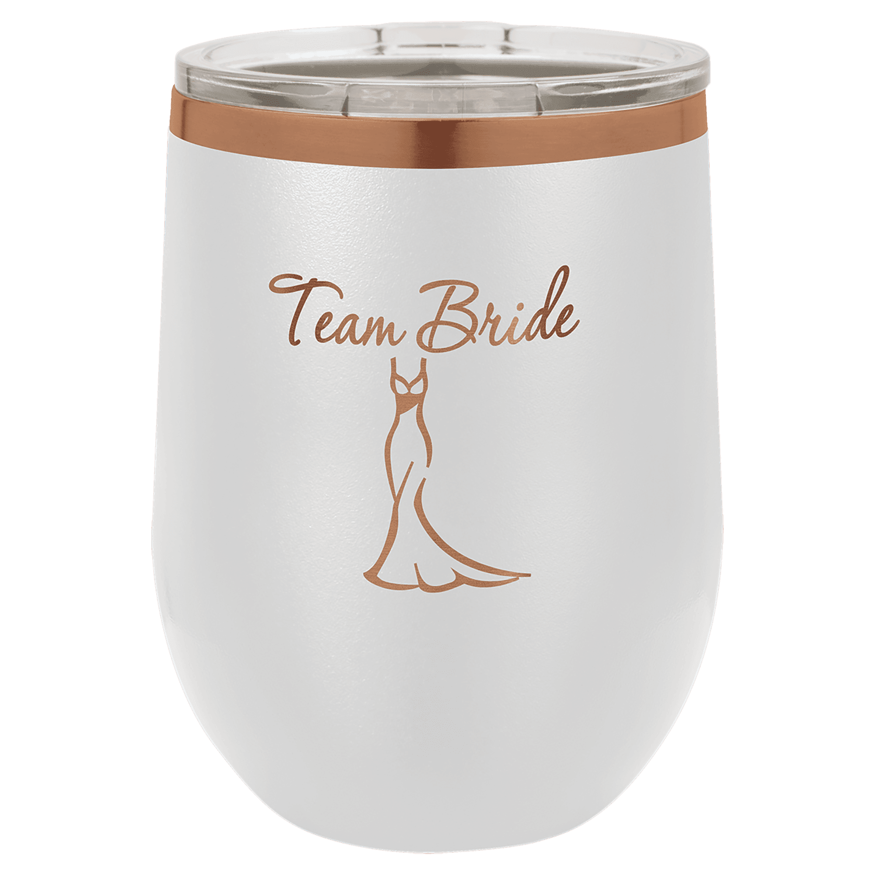 Polar Camel 12 oz. White/Rose Gold ION-Plated Stemless Wine Tumbler with Lid 2