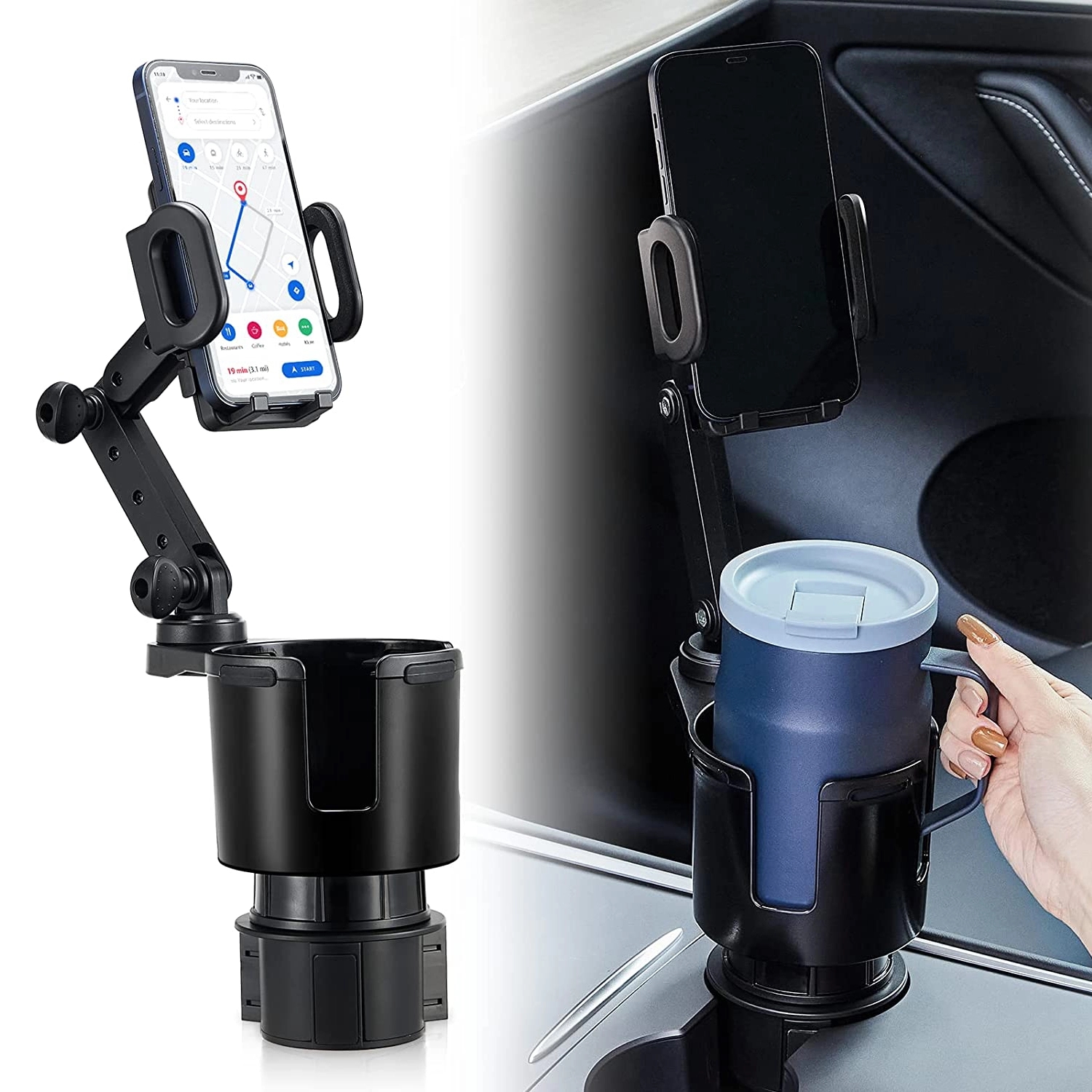 Car Cup Holder With Phone Mount 1
