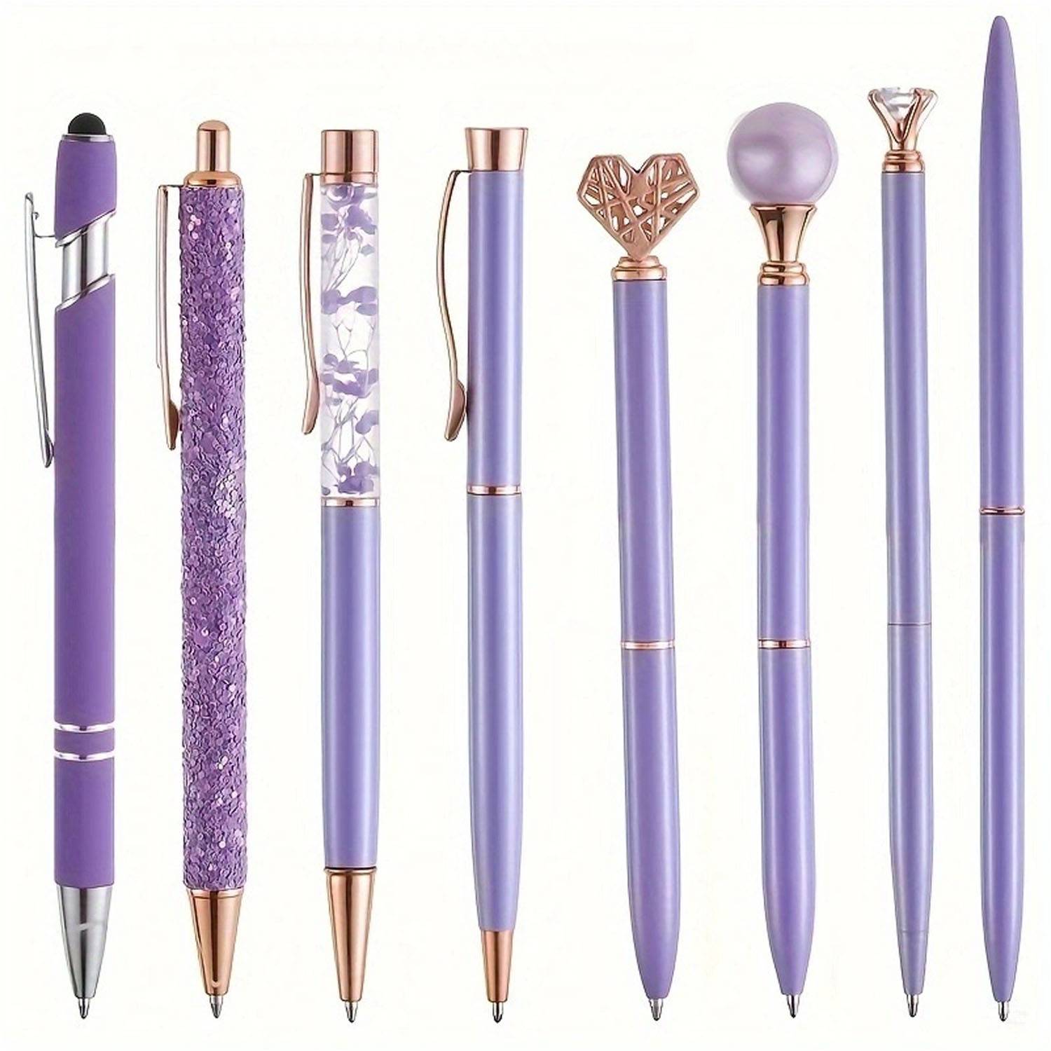 8 pcs Crown Quicksand Ballpoint Pen Stationery Gift Set 7