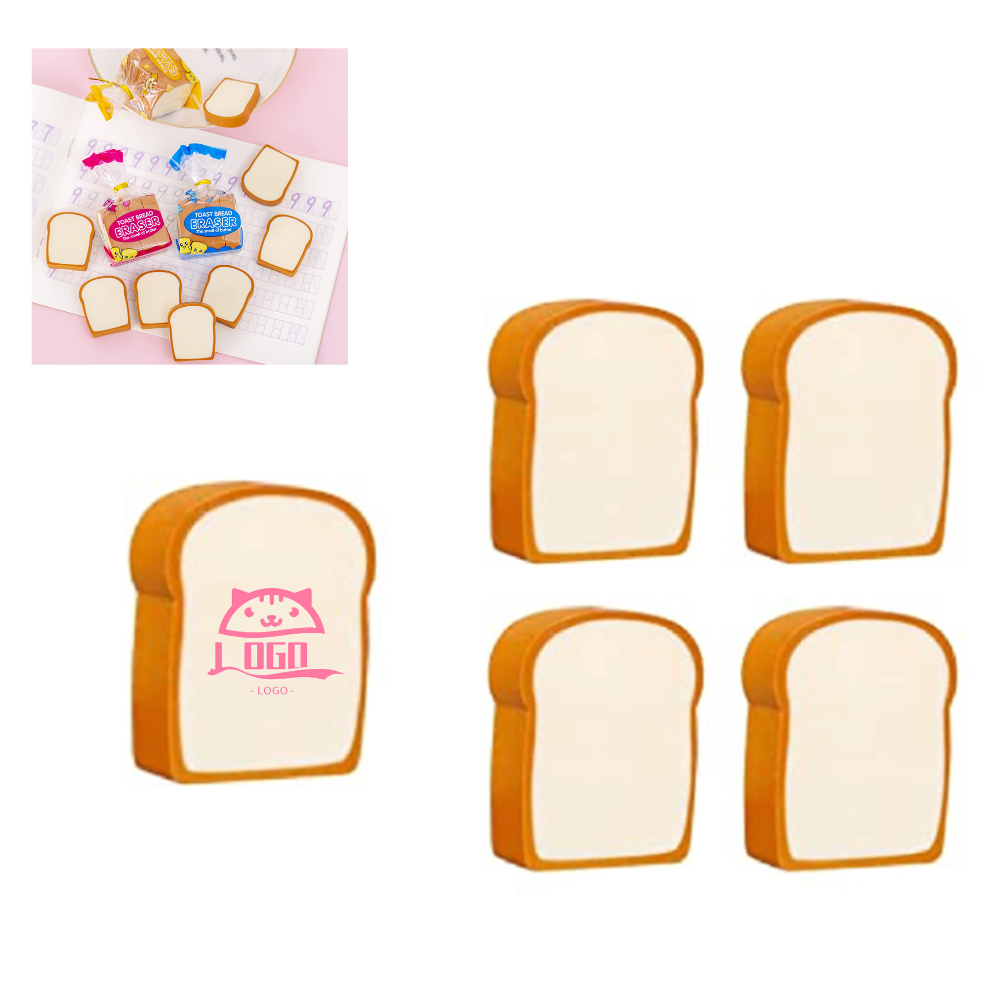 Cute Toast Shape Eraser MOQ 50PCS 2