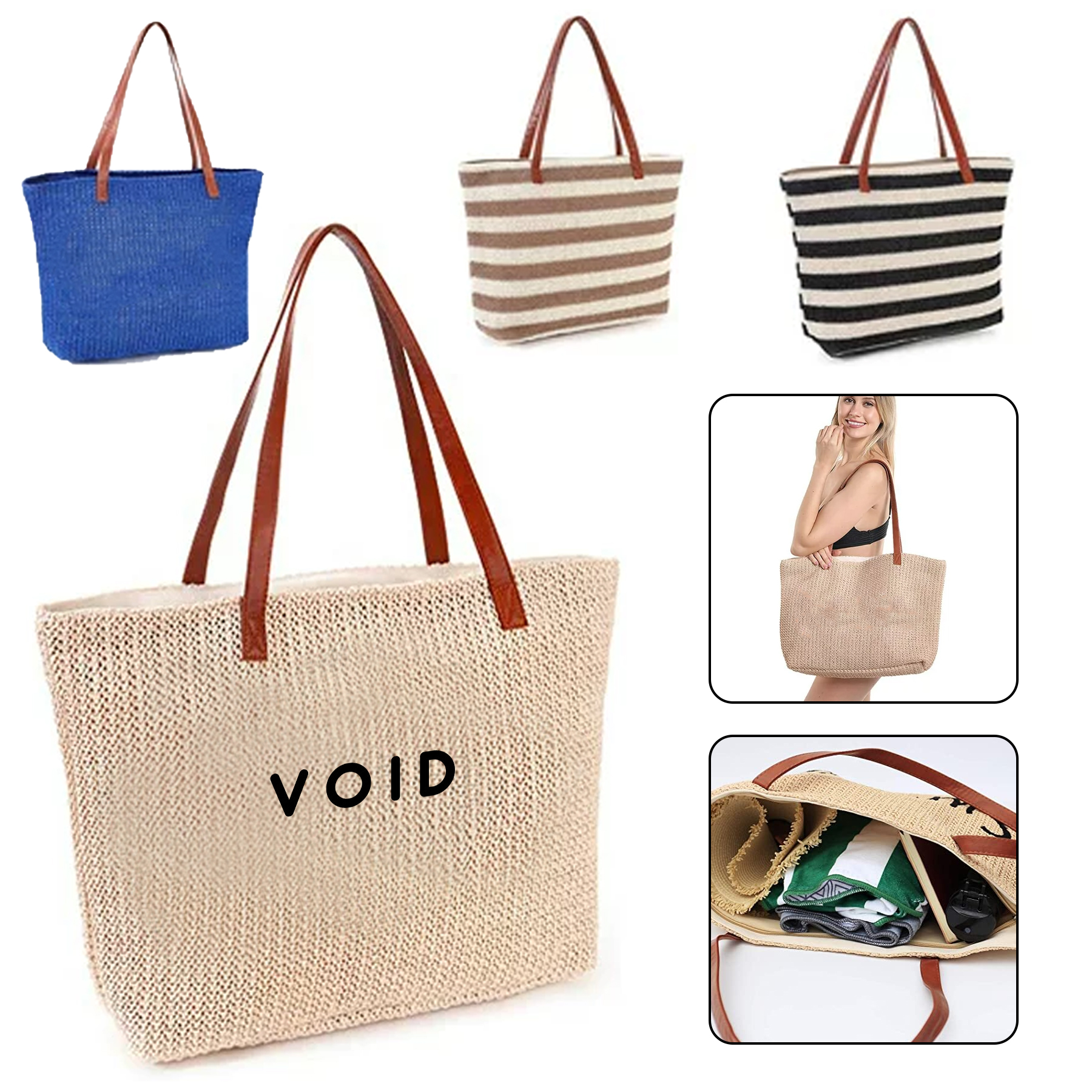 Large Women Straw Beach Bag 2