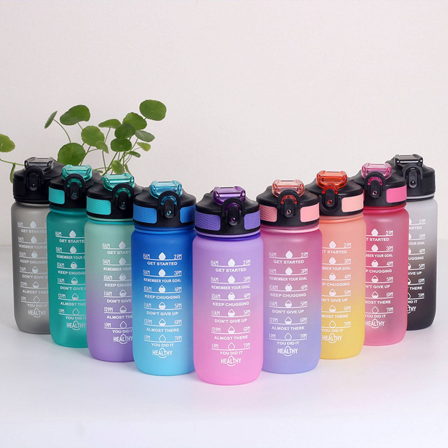 20oz Gradient Plastic Sports Bottle Lockable Straw Lid 6