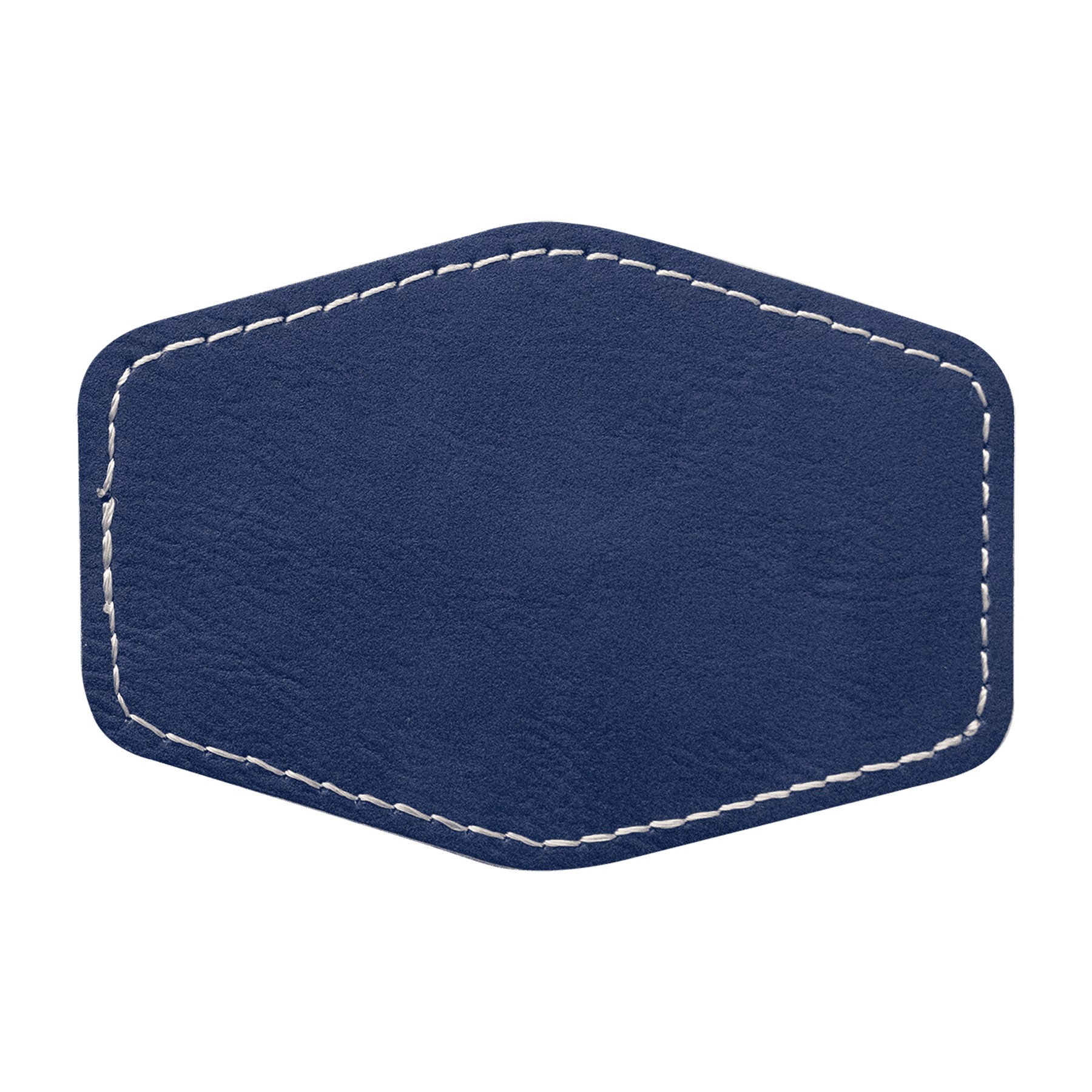 3" x 2" Blue/Silver Leatherette Hexagon Patch with Adhesive 3