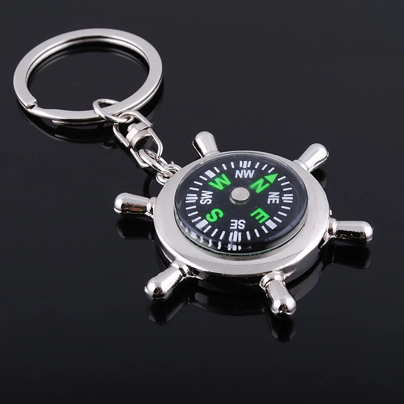 Helmsman Shape Keychain with Compass Decoration 1