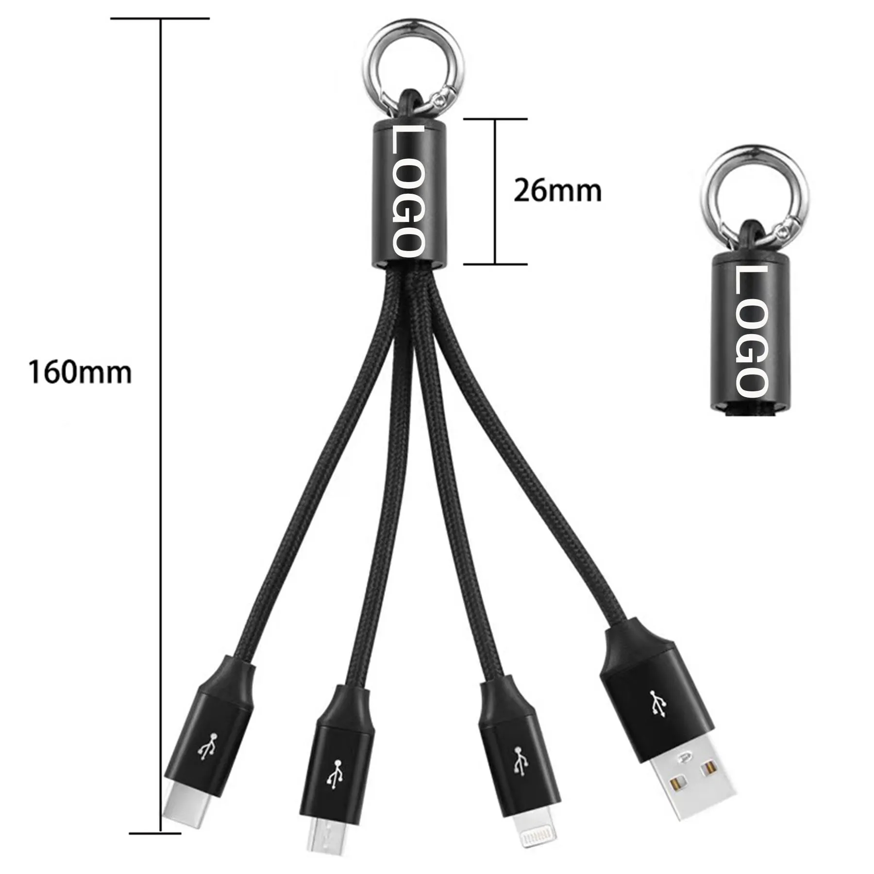 3 in 1 (2 - Pack) USB Cable with Keychain 2