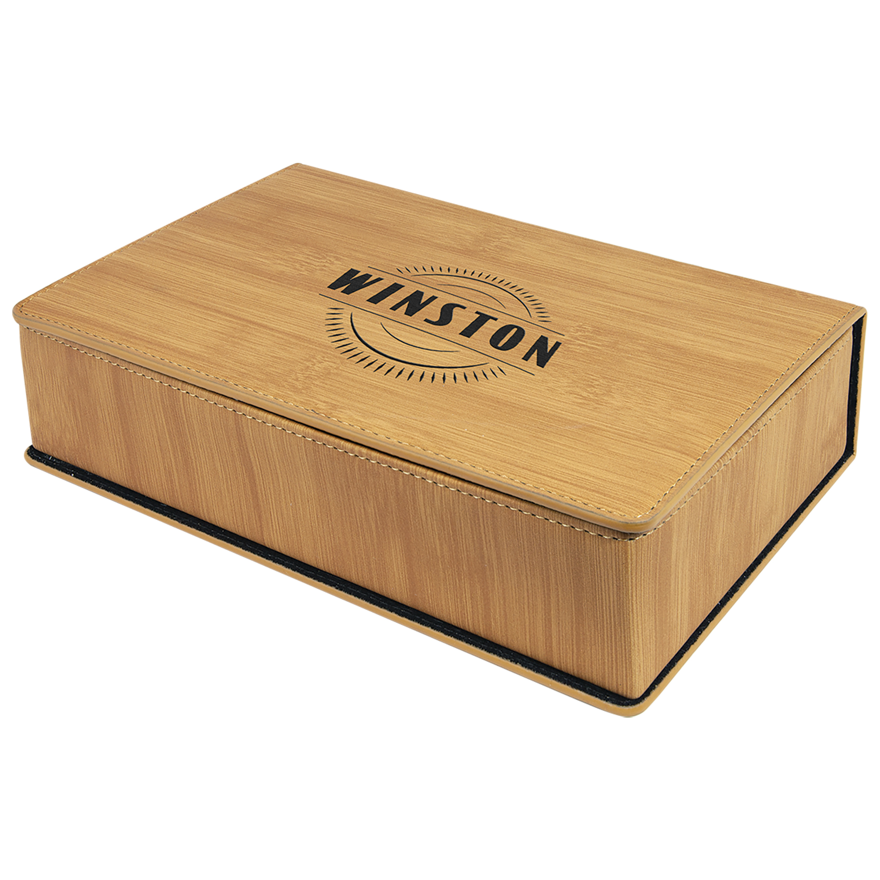 Stainless Steel Bamboo Leatherette Flask Gift Set 5