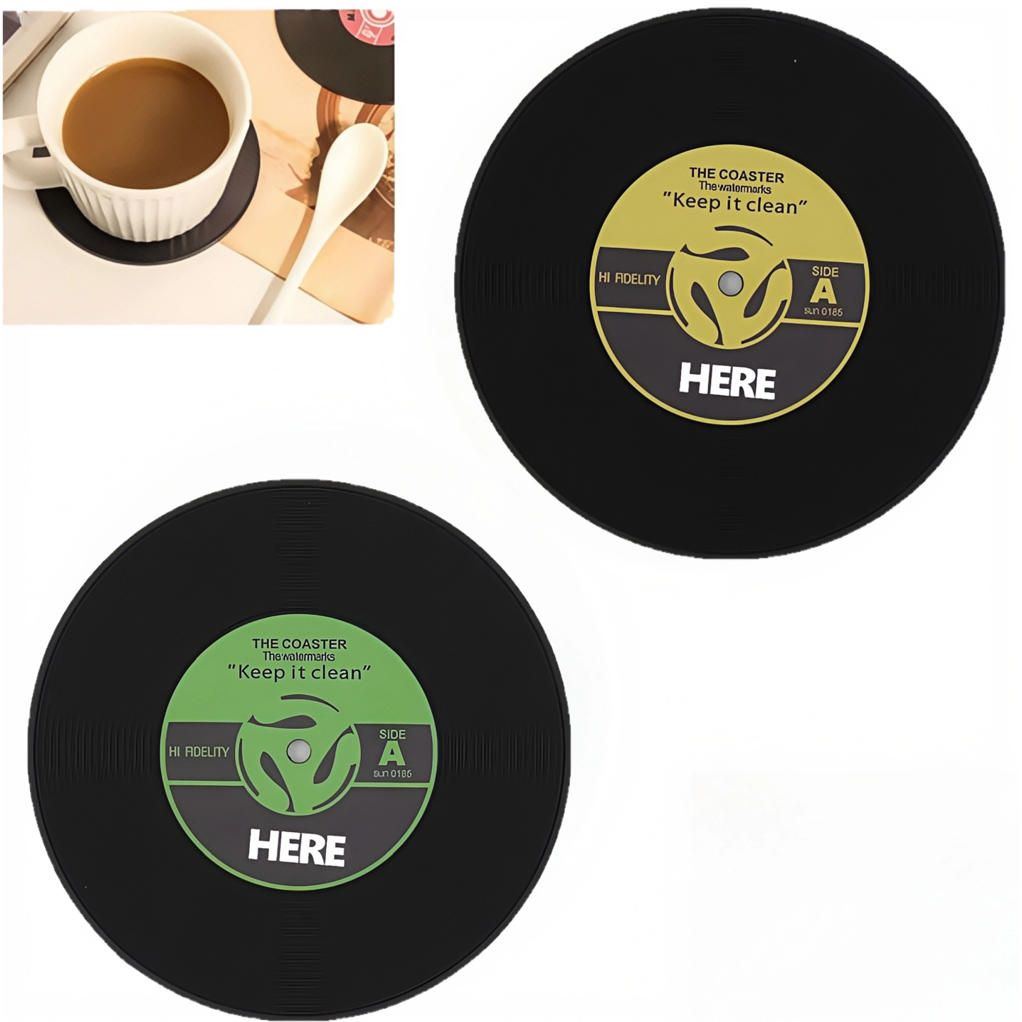 3.9" Full Color Vinyl Record Coasters for Drinks 1