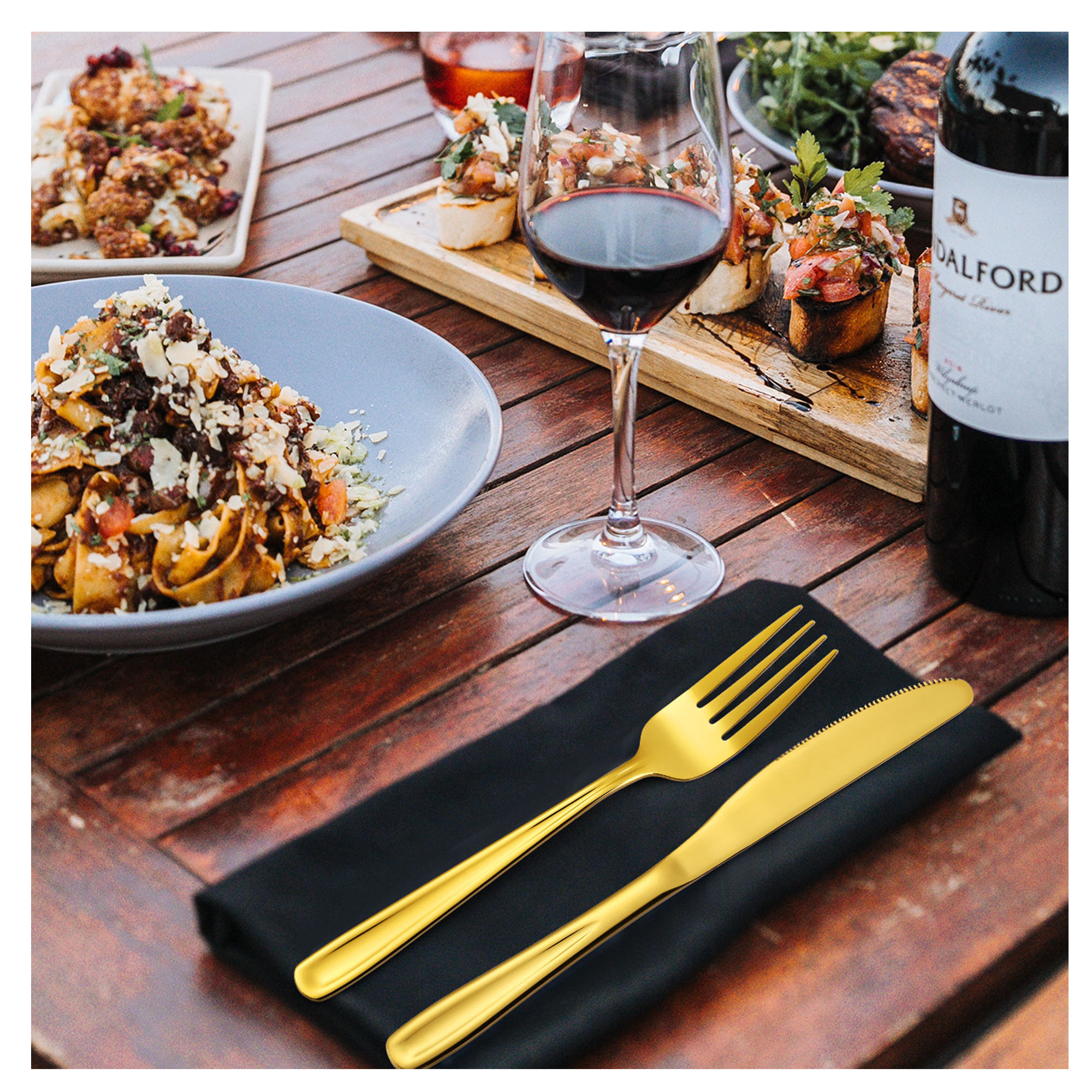 Grooved stainless steel knife, fork and spoon five-piece set 2