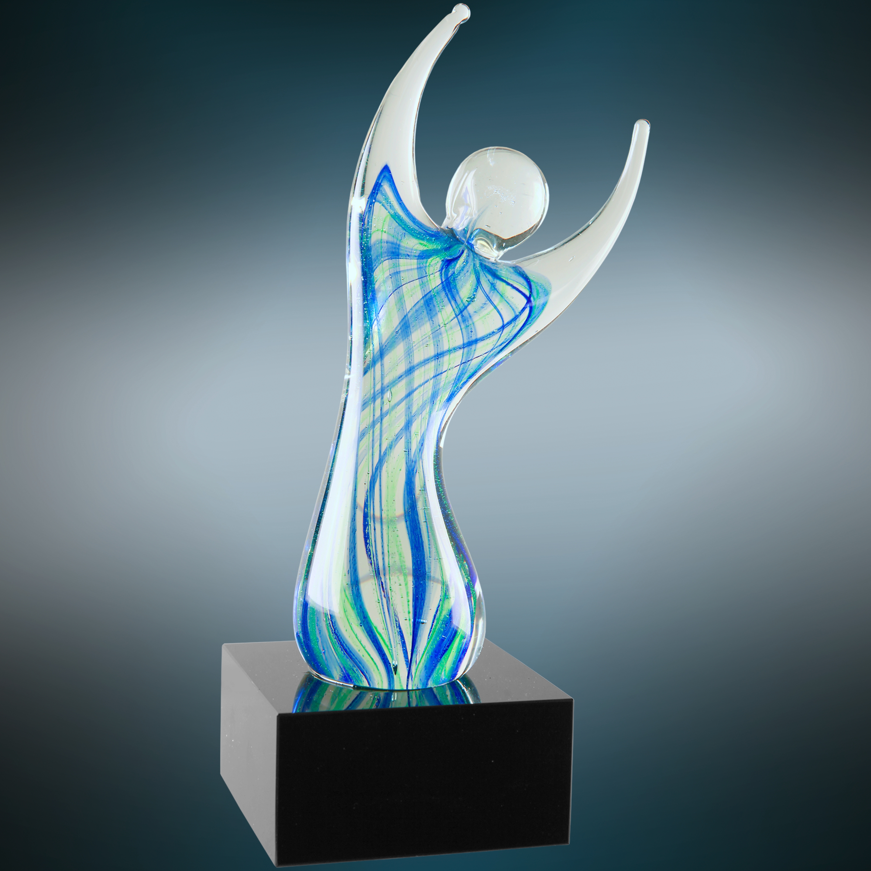 9" Raised Arms Art Glass Award 3
