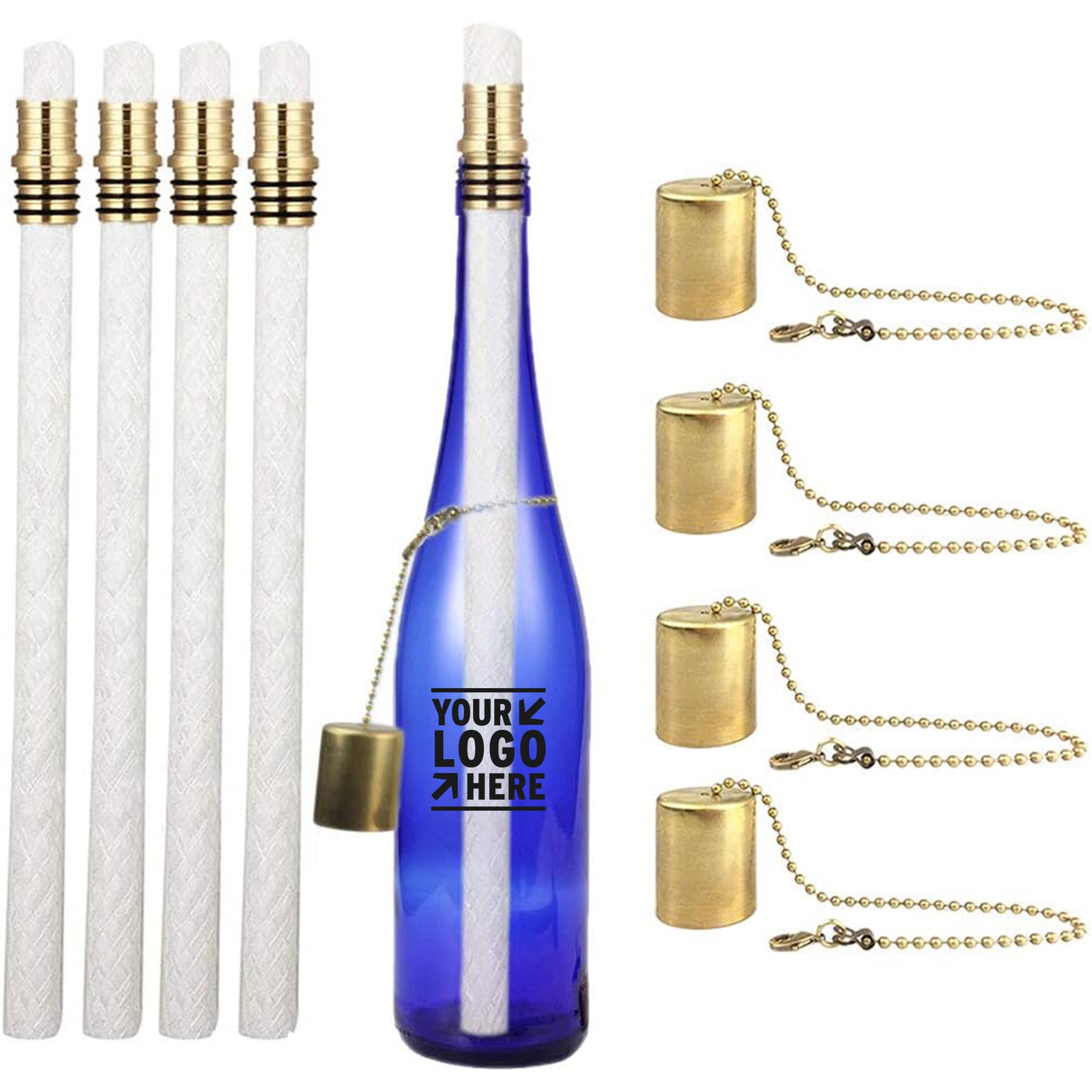4 Pack Brass Torch Wick Holder Brass Cap Light Wine Bottle Torch Kit 3