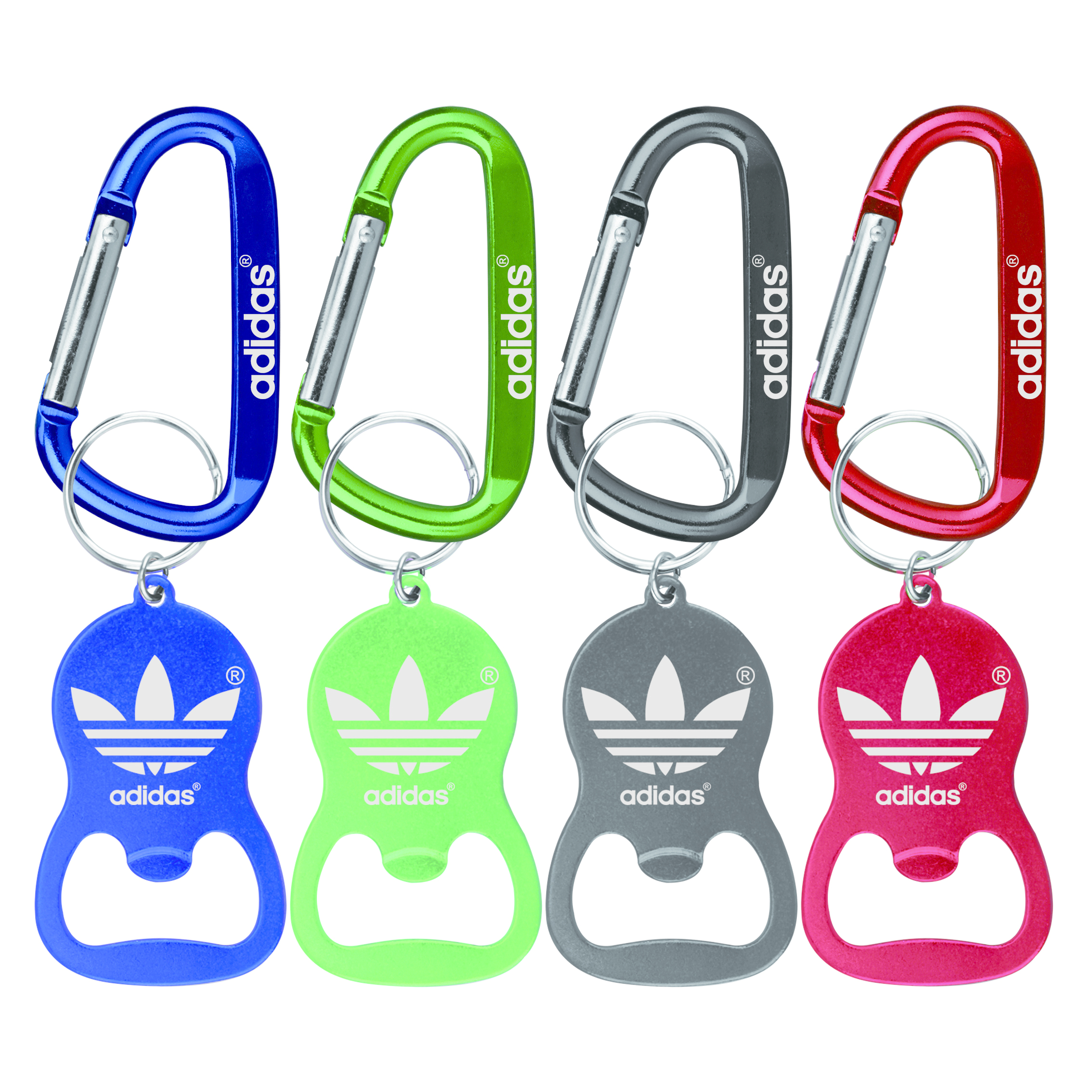 Round Bell Shape Plain Bottle Opener with Key Ring & Carabiner 2