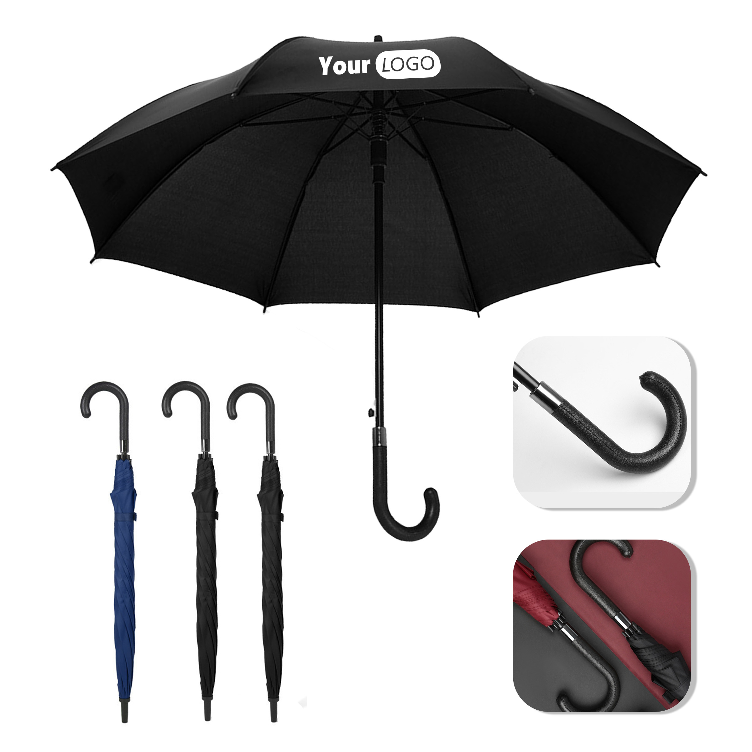 Classic Curved Handle Manual Umbrella 3