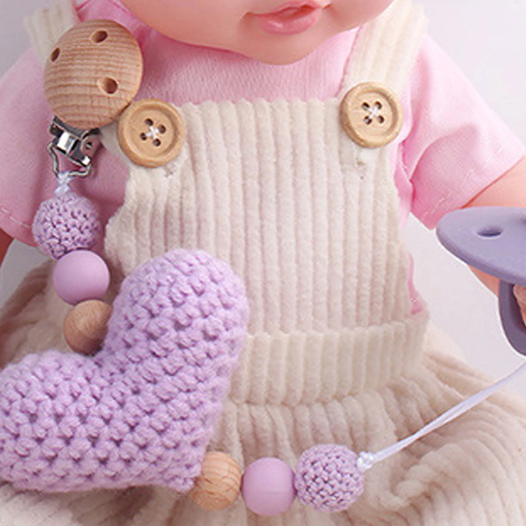Knitted Heart Pacifier Chain 6