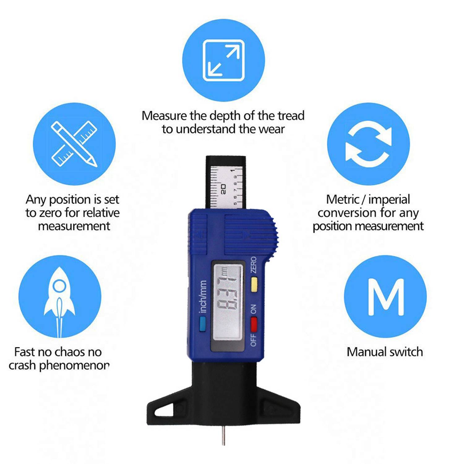 Easy Read Digital Tire Tread Depth Gauge 4