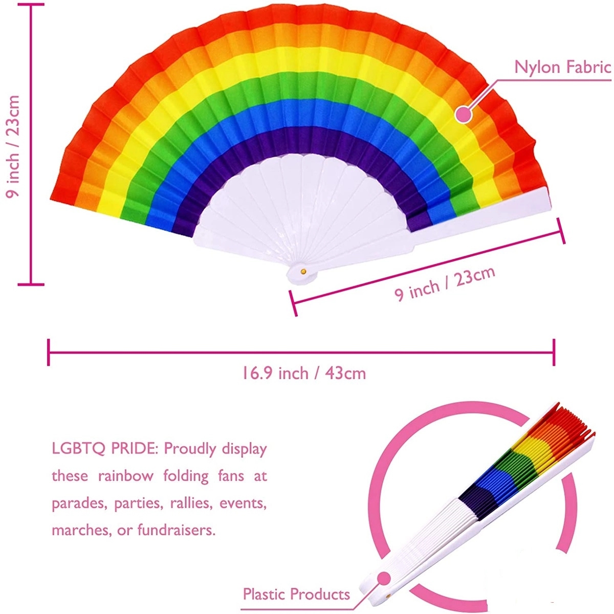 Folding Rainbow Hand Held Fan 2