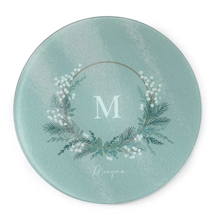 Holiday Monogram Round Cutting Board 1