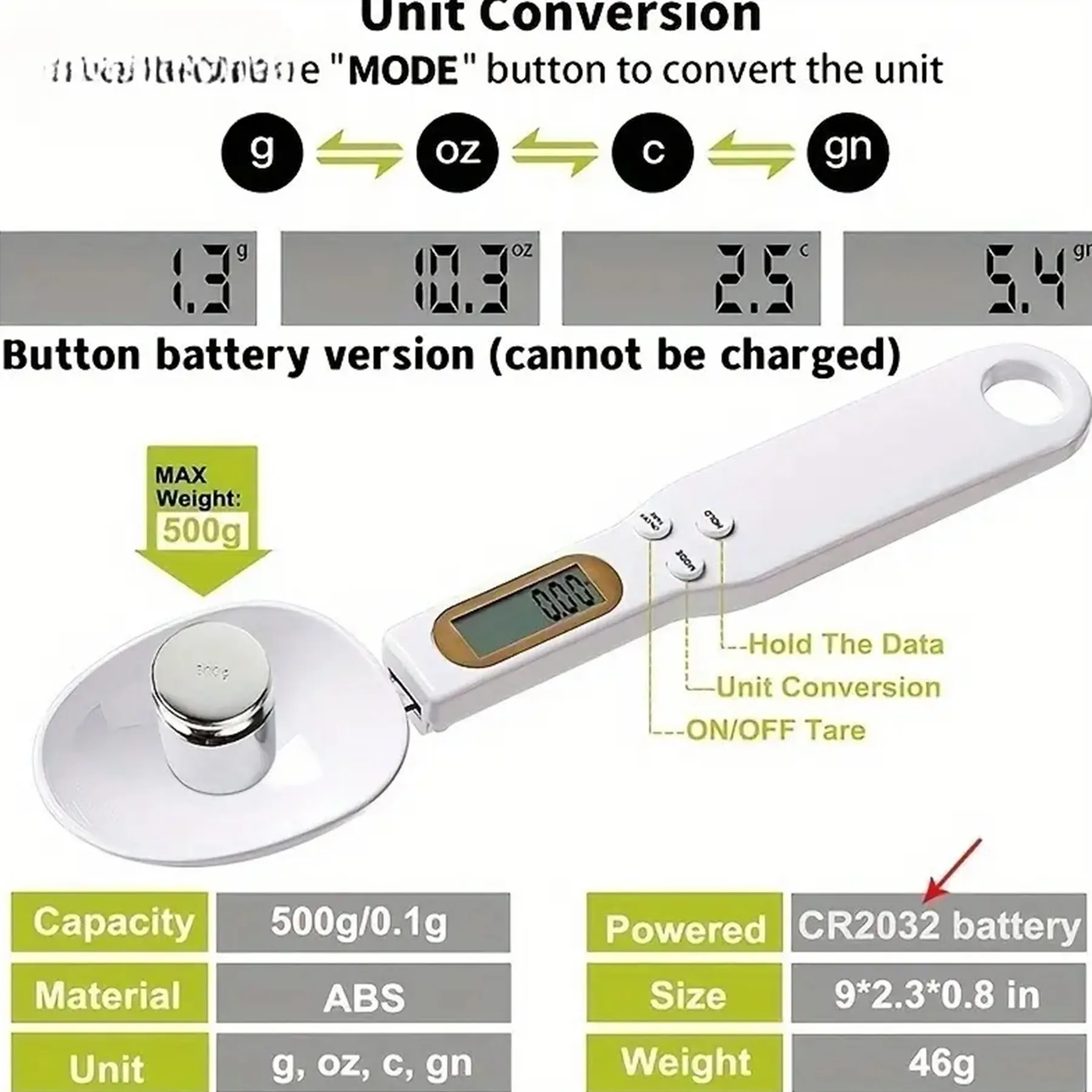 Electric Weight Scale Digital LCD Display Kitchen Spoon 3