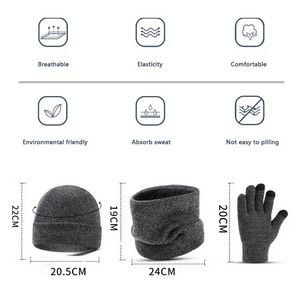 3 Pieces Set Gloves Scarf Collar Keep Warm 2