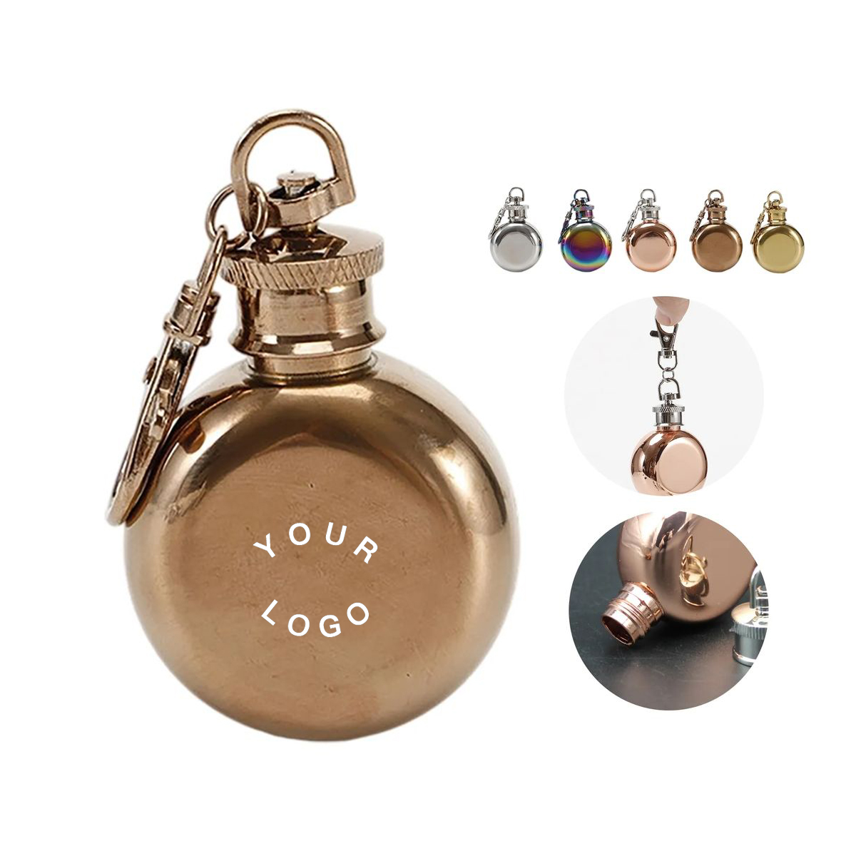 Mini Round Flask Keychain with Leakproof Lid 1
