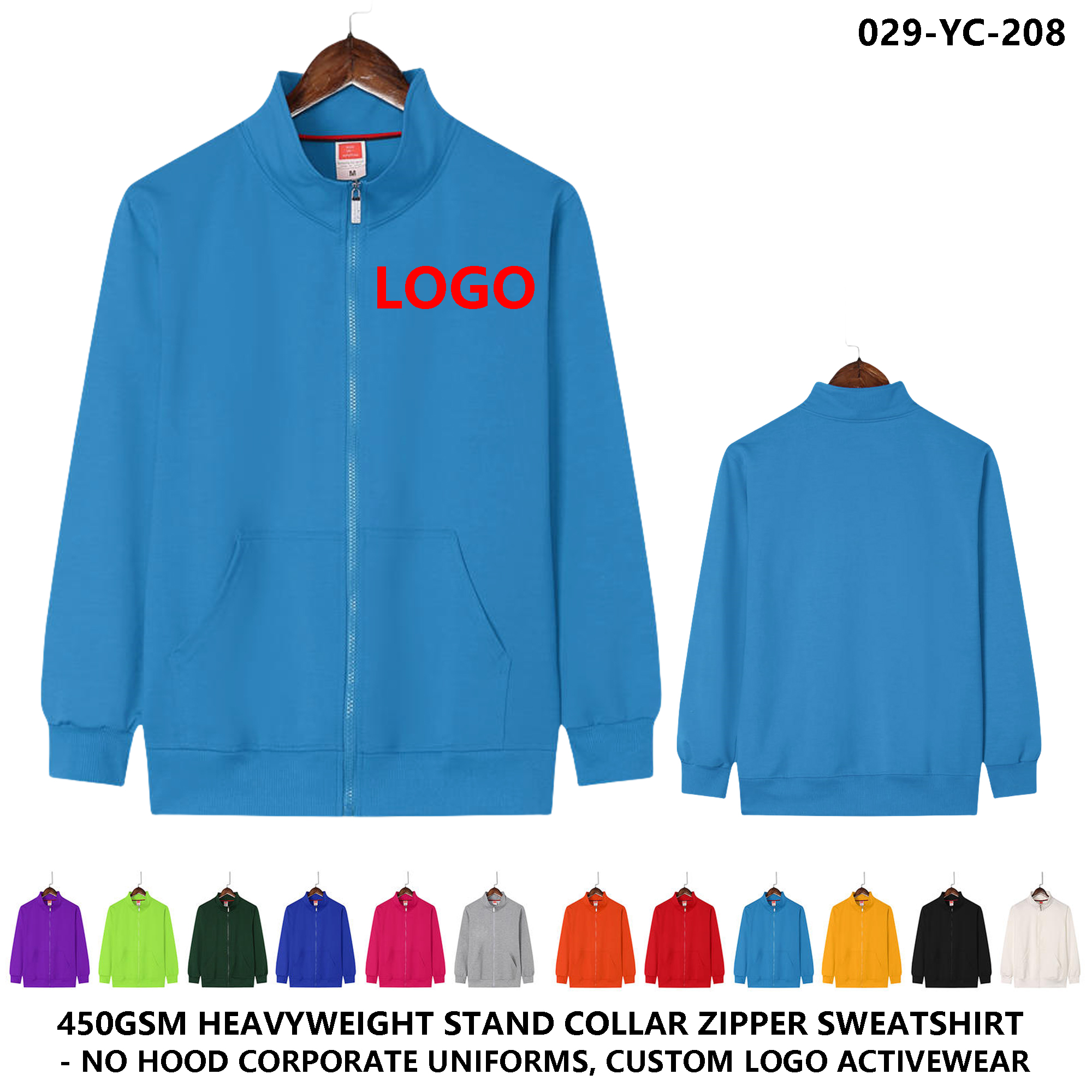 Unisex Custom Logo Stand Collar Zip Jacket ?C Sweatshirt Style 2