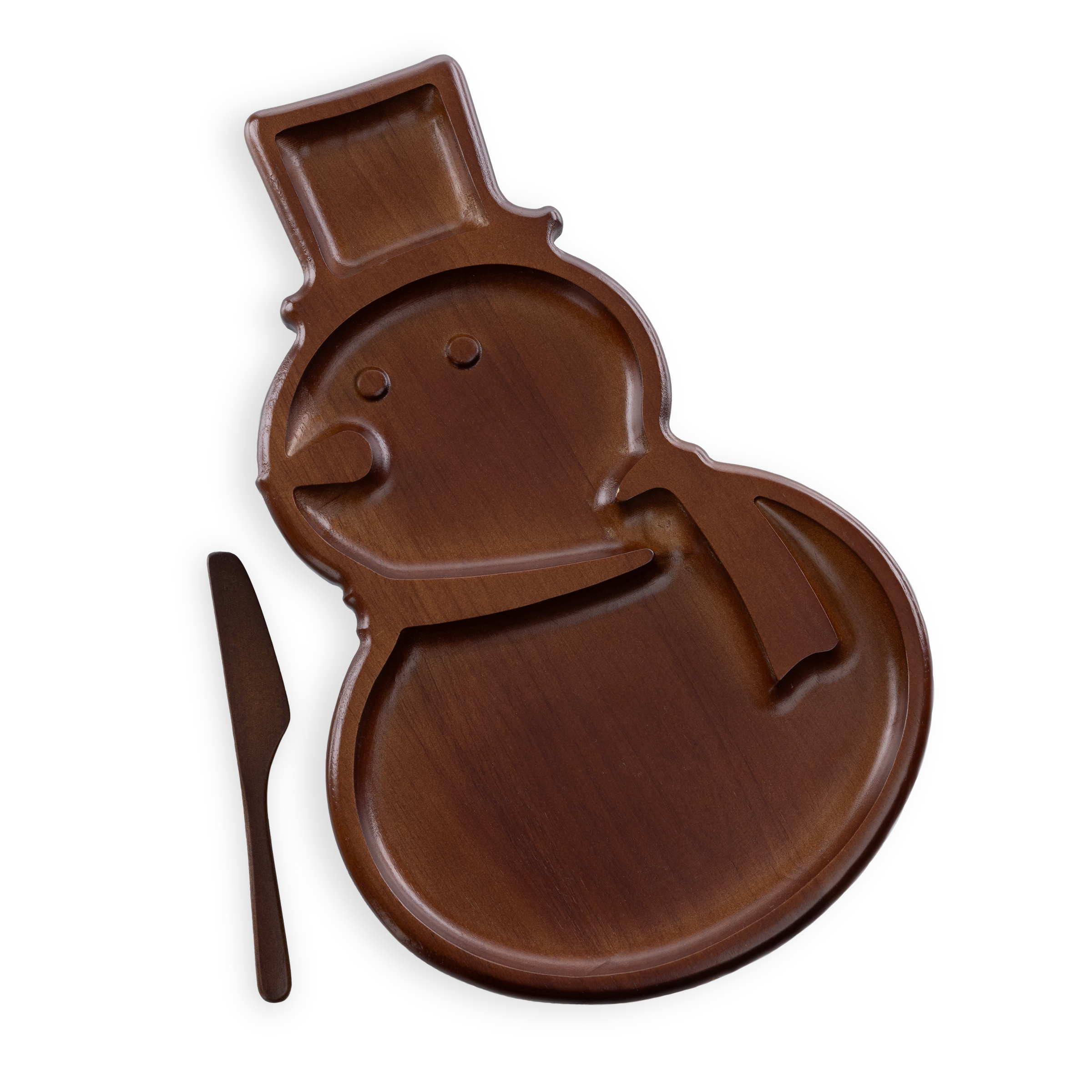 Reversible Snowman Sectioned Serving Tray with Knife 2
