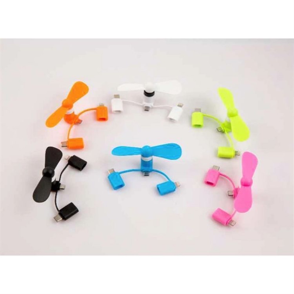 3-in-1 Mini Smartphone Fan Lightning, USB-C, Micro USB Compatible 3
