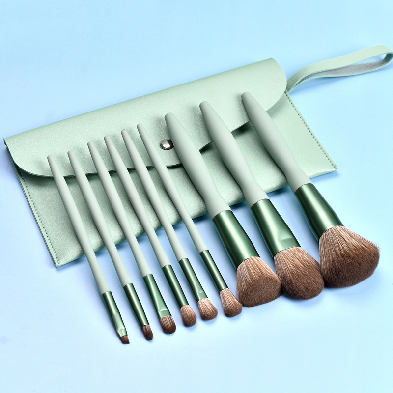 9pcs Diamond Blending Blush Concealer Eye Shadow Makeup Brush Set w/Magnetic buckle PU Bag 11