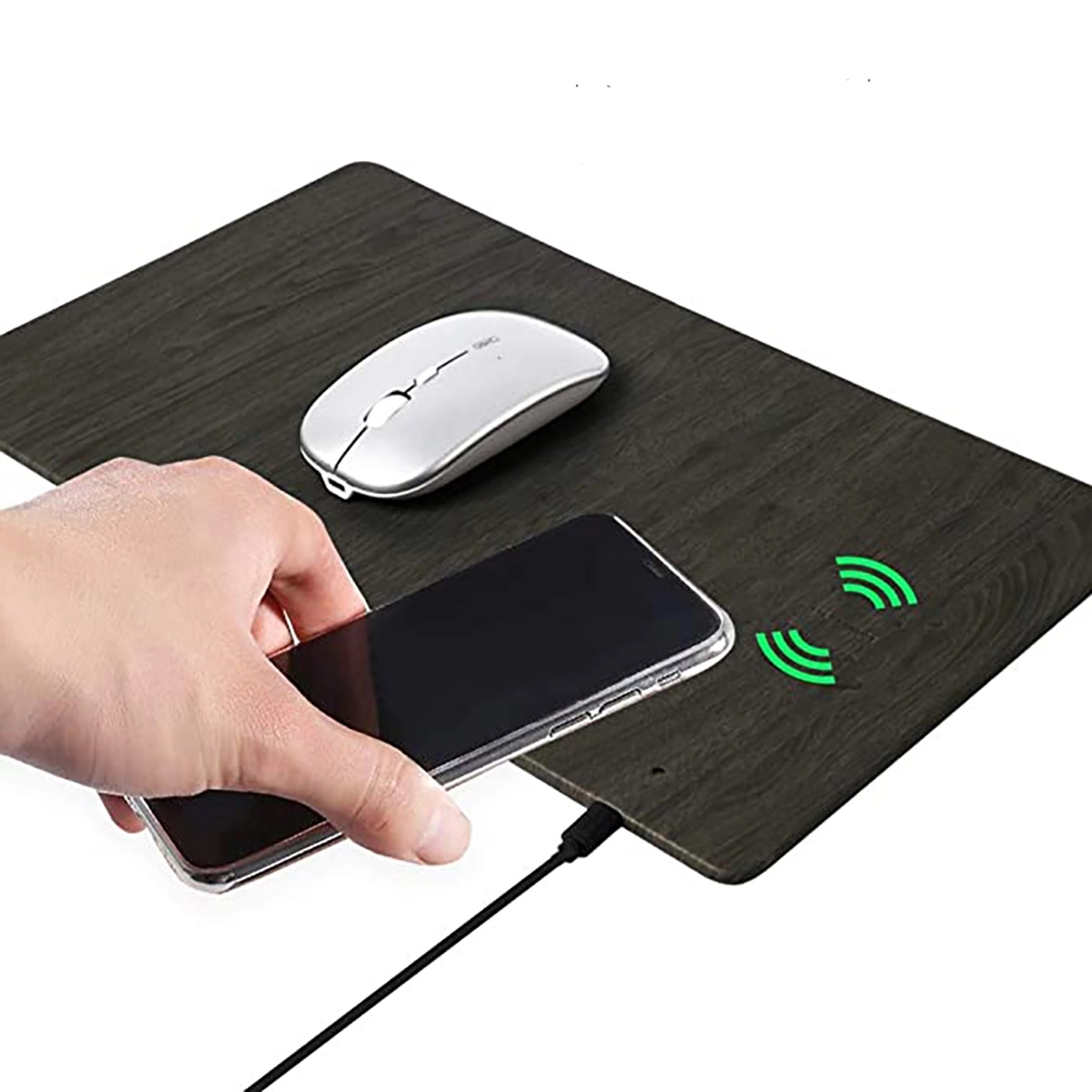 Wooden Qi 15W Wireless Chargers Mouse Pad Mat 2