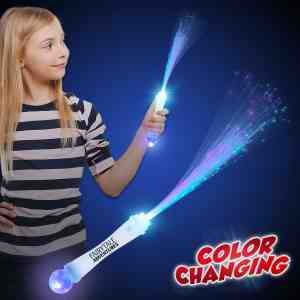 15" White Fiber Optic LED Light Up Glow Wand with Strobe