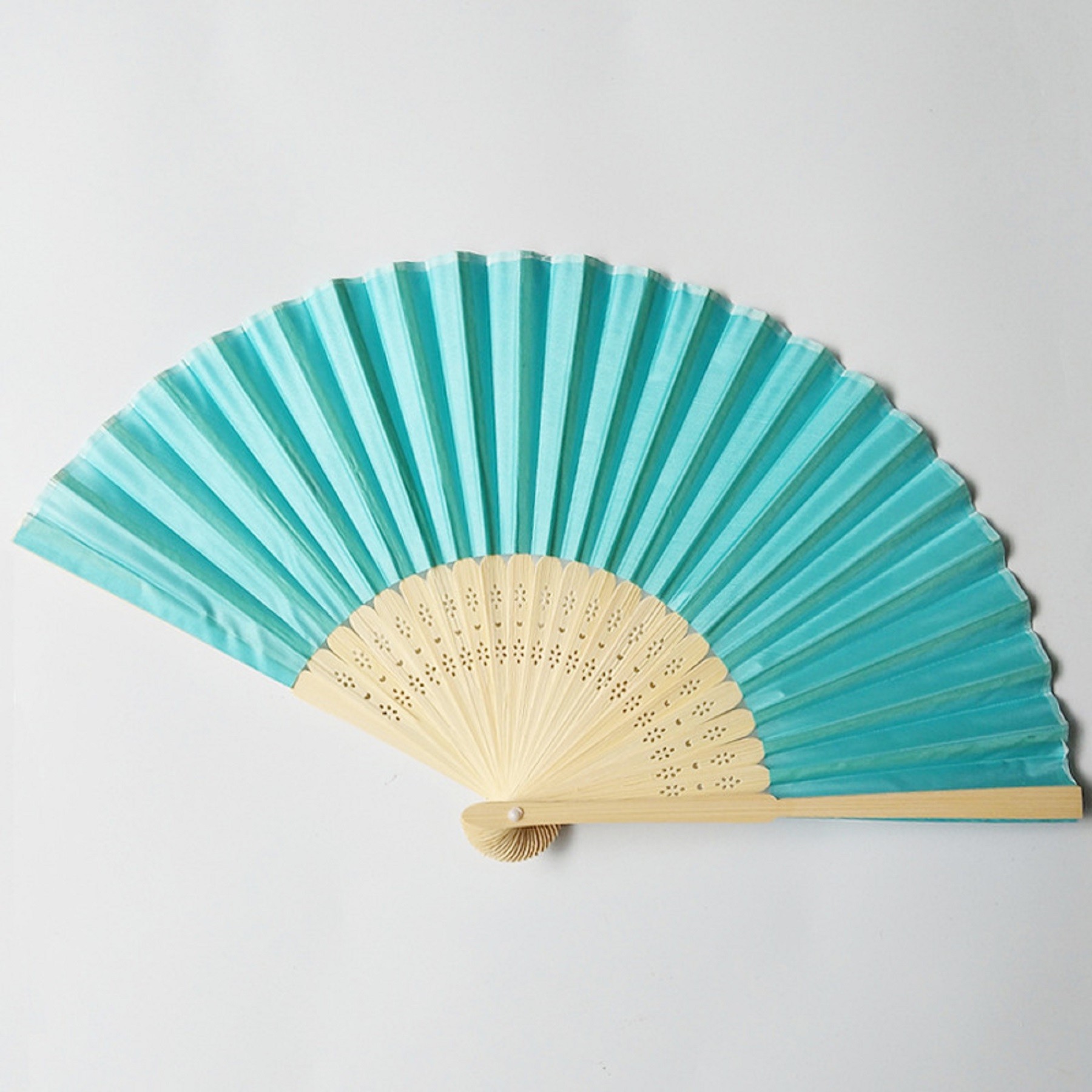 Full Color Folding Bamboo Paper Hand Fan 1