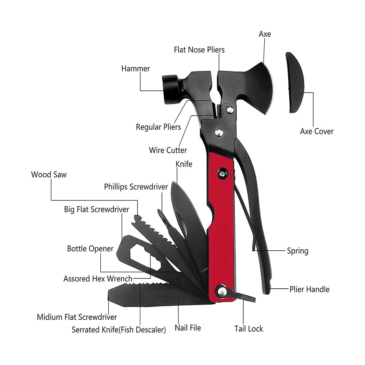 Yukon Multi-Tool Hammer Axe With Nylon Pouch 7
