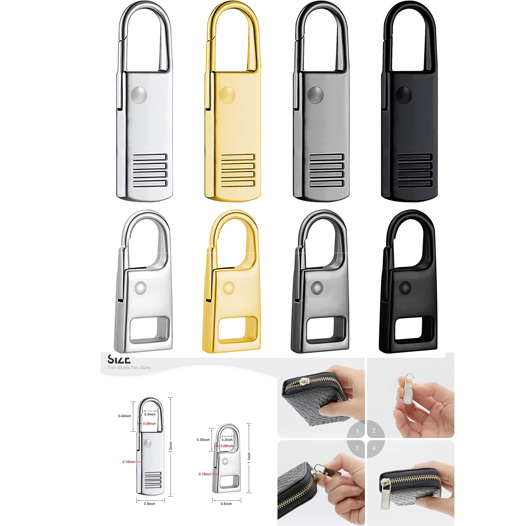 8 Pieces Detachable Zipper Pull Tab Replacement 2