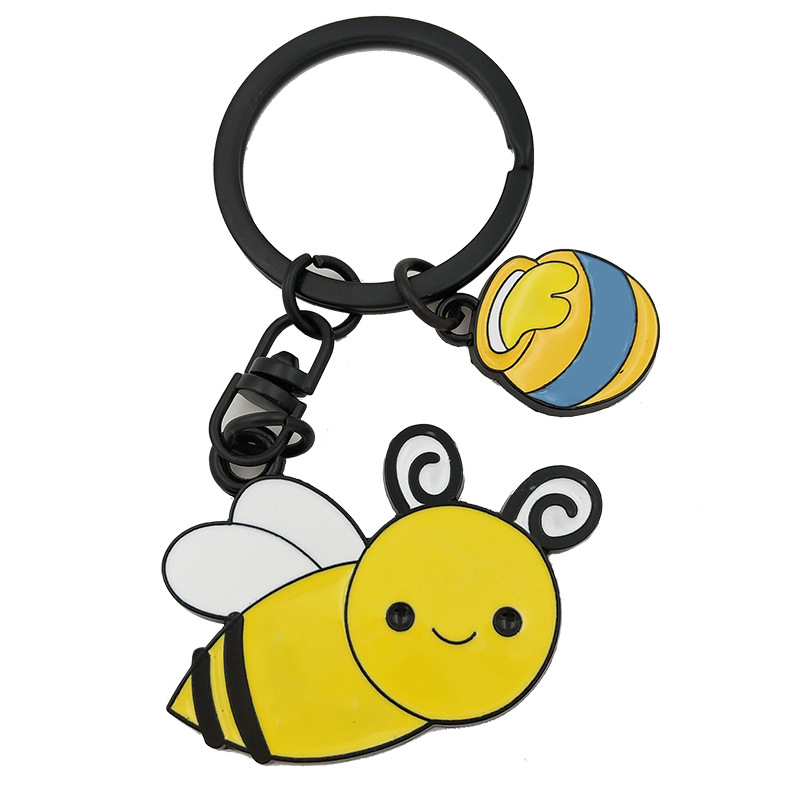 Creative Honeybee Shape Metal Key Chain with Wristband 1
